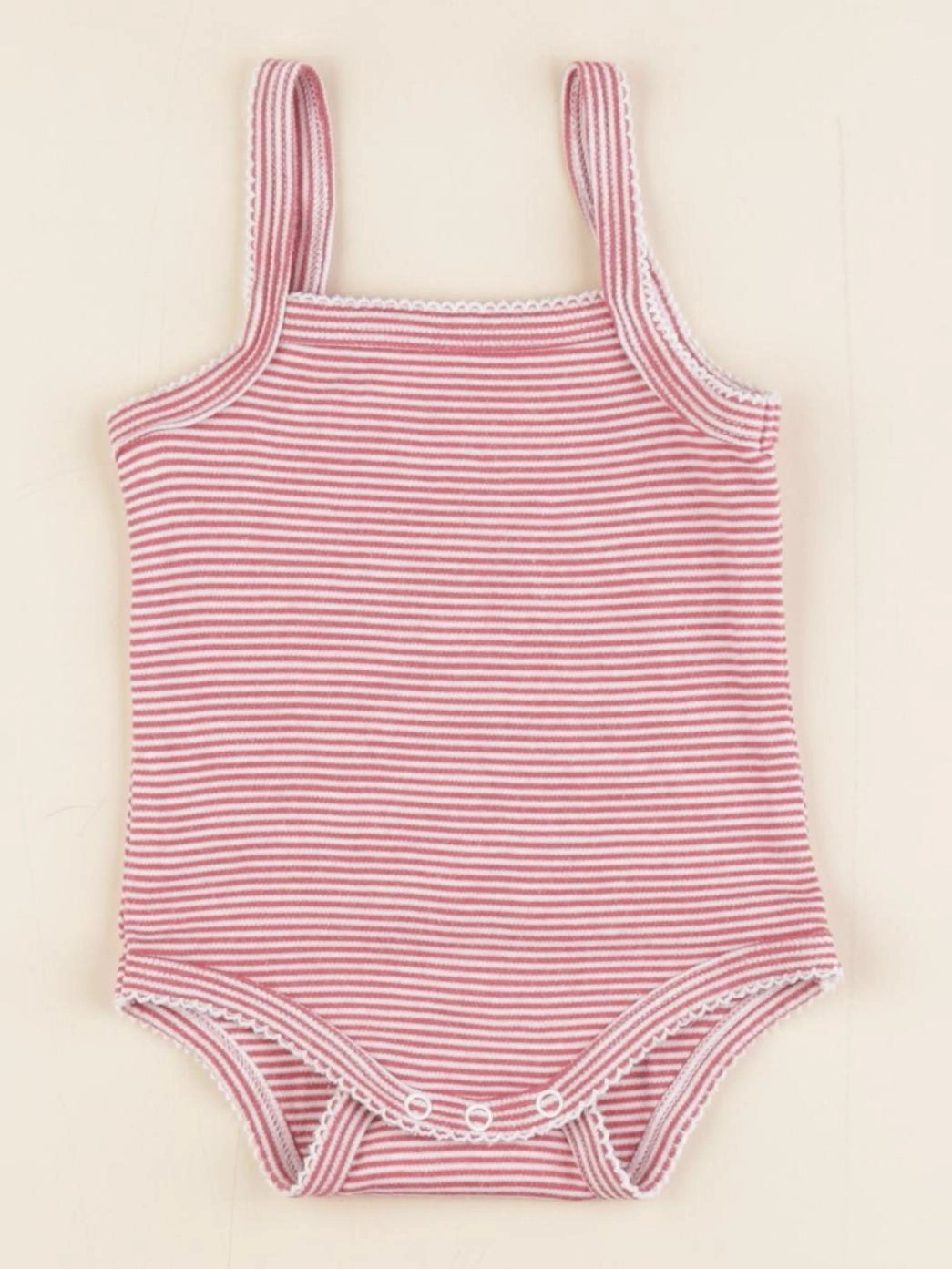 Vertbaudet - body blanc, rose - 6 mois