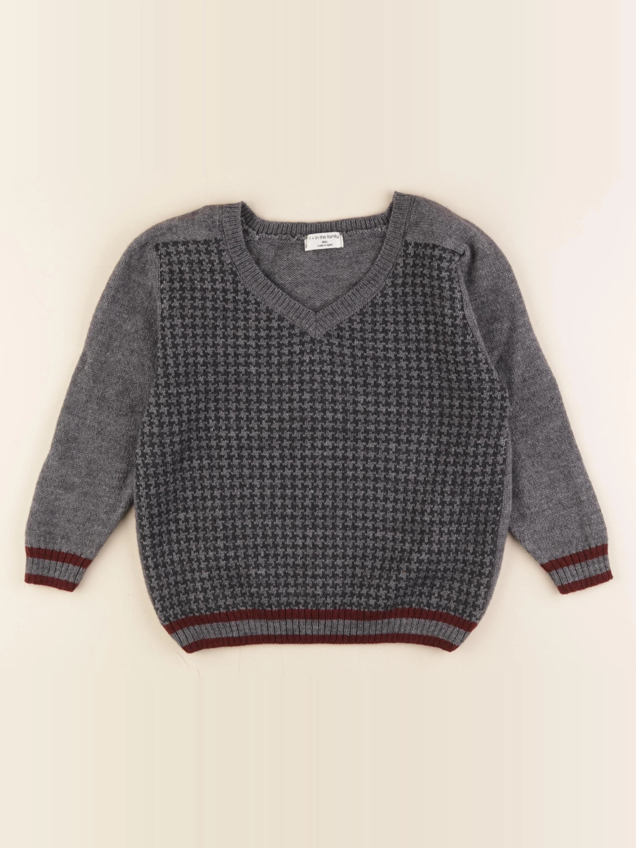 1+ In the family - pull gris - 4 ans