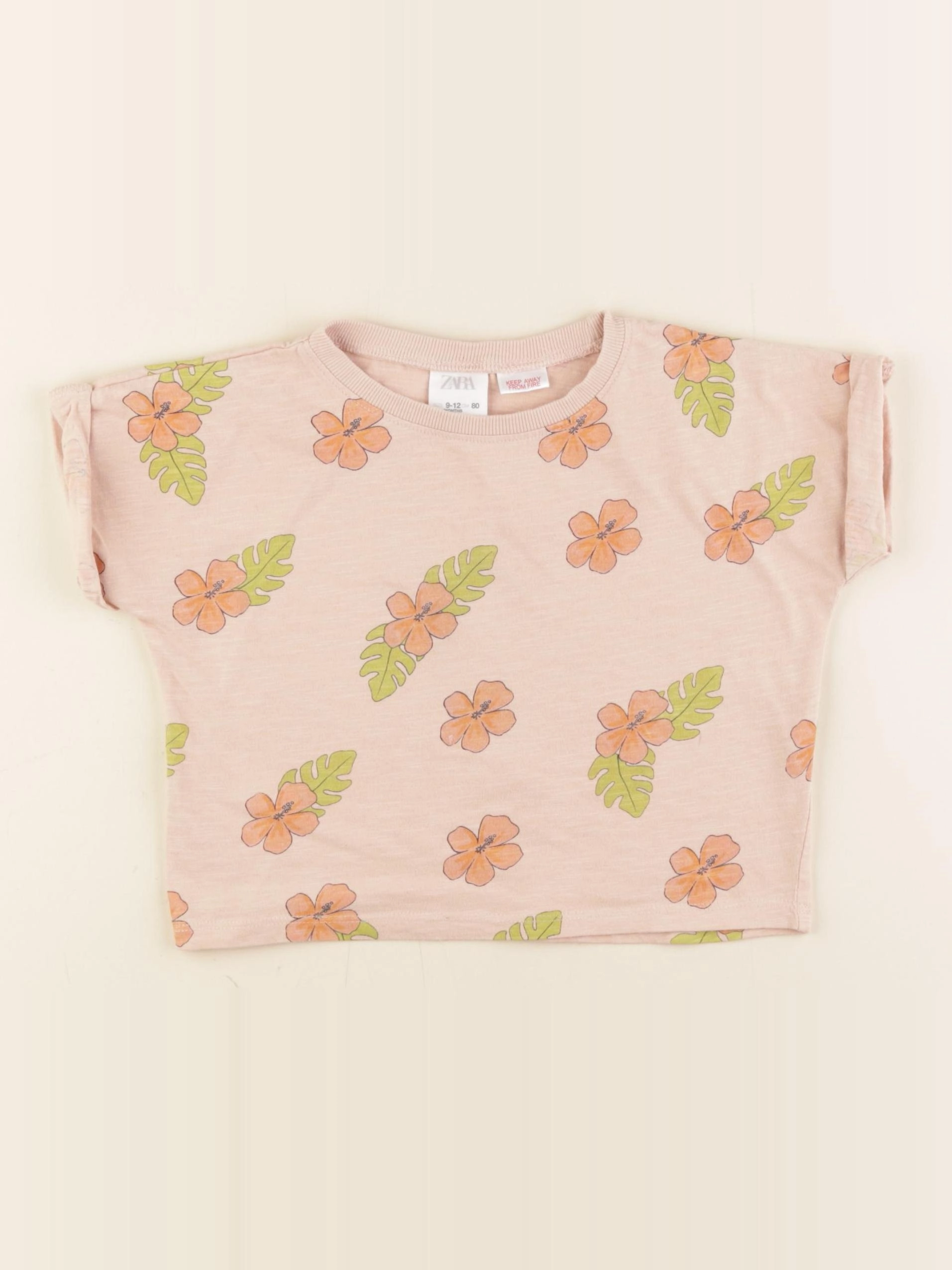 Zara - tee-shirt rose - 9/12 mois