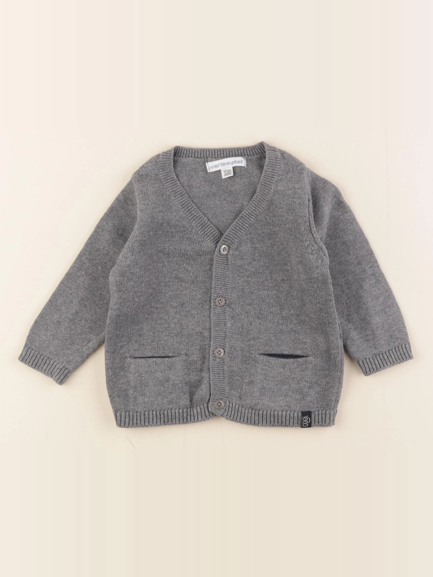 Vertbaudet - gilet gris - 6 mois