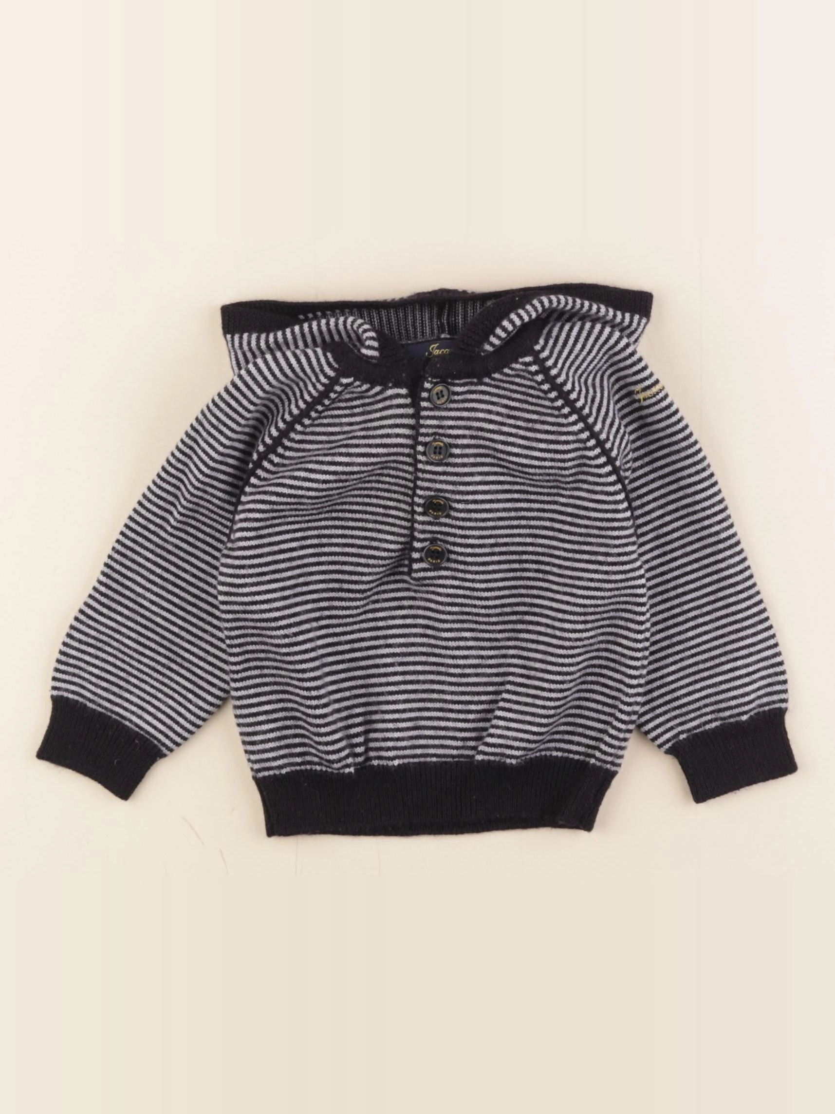 Jacadi - pull gris, noir - 12 mois
