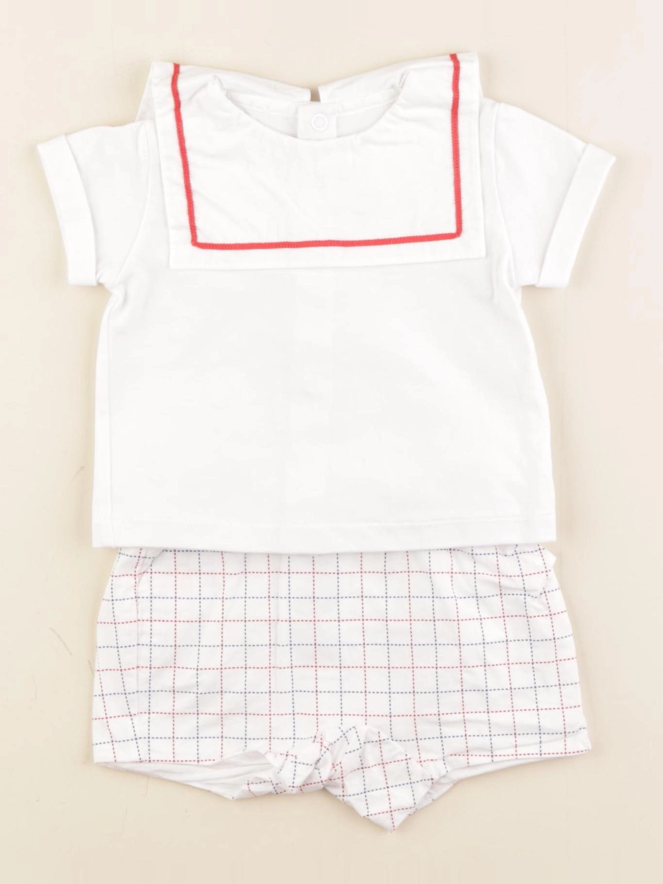 Jacadi - ensemble blanc, bleu, rouge - 3 mois