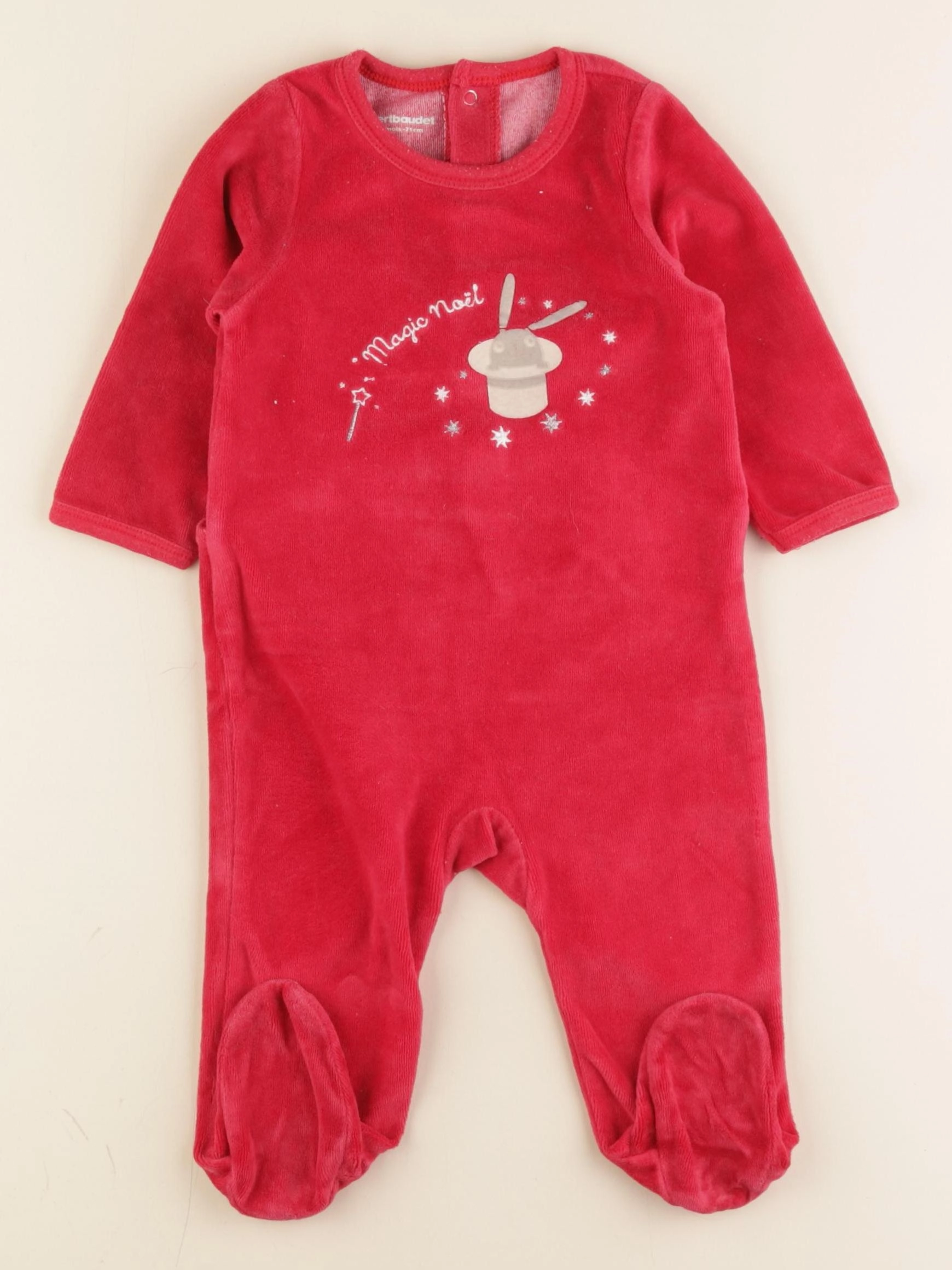 Vertbaudet - pyjama velours rouge - 9 mois