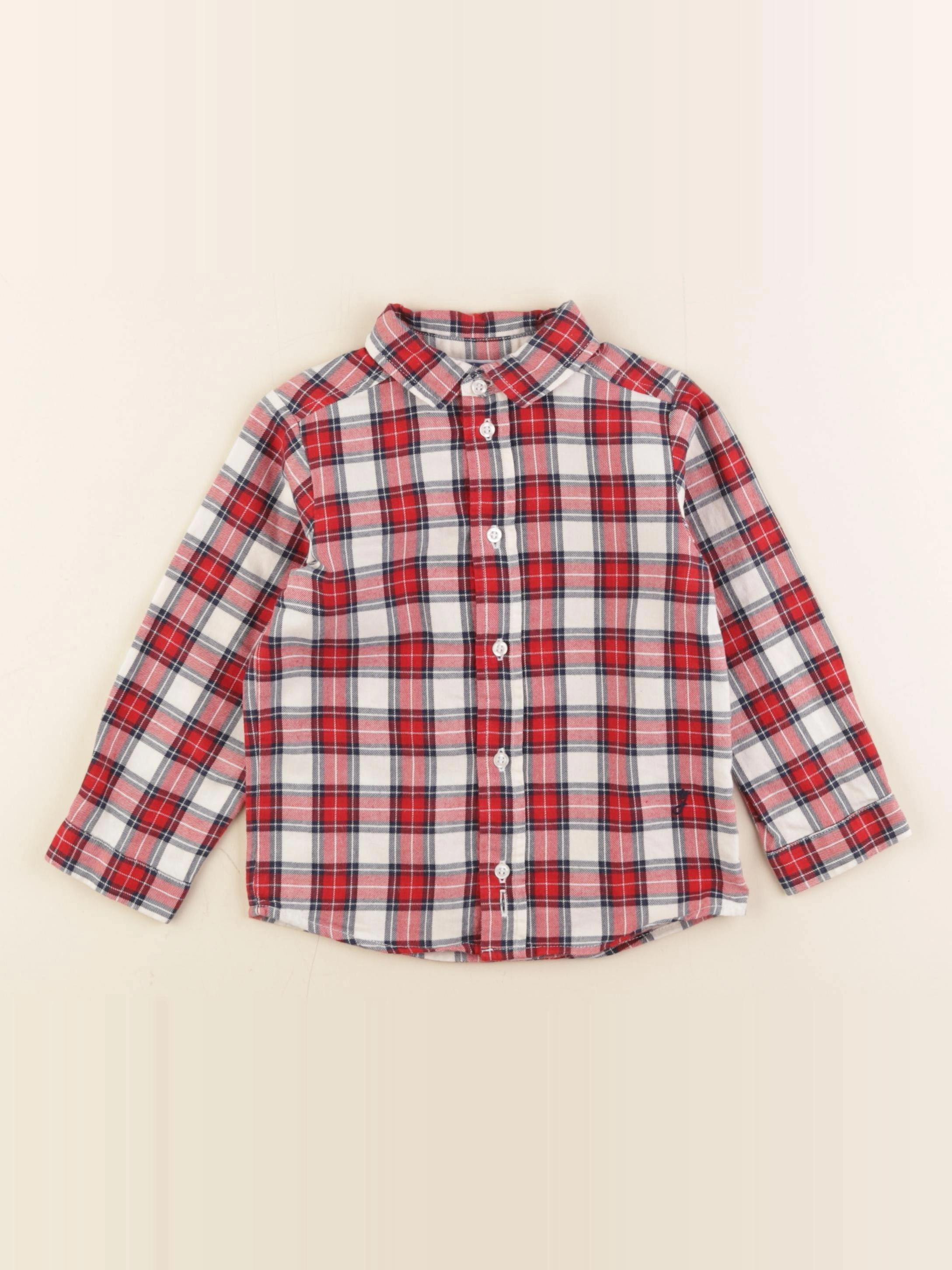 Jacadi - chemise blanc, rouge - 24 mois