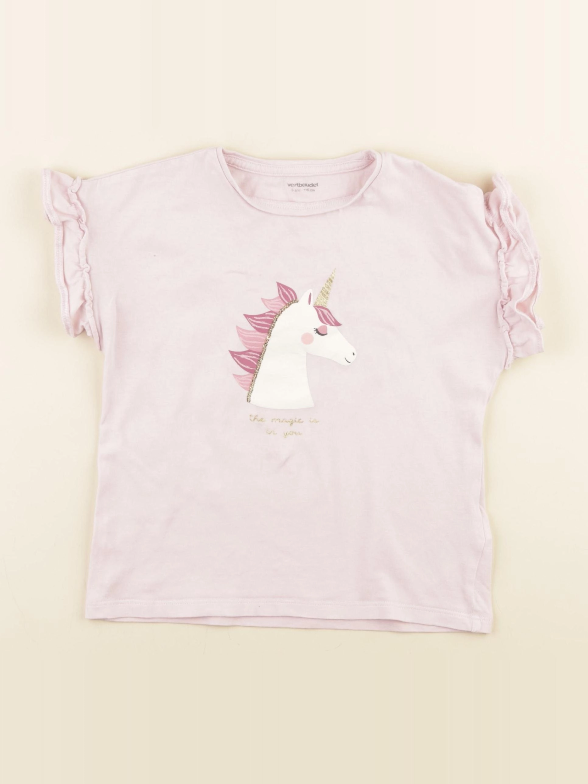 Vertbaudet - tee-shirt rose - 6 ans