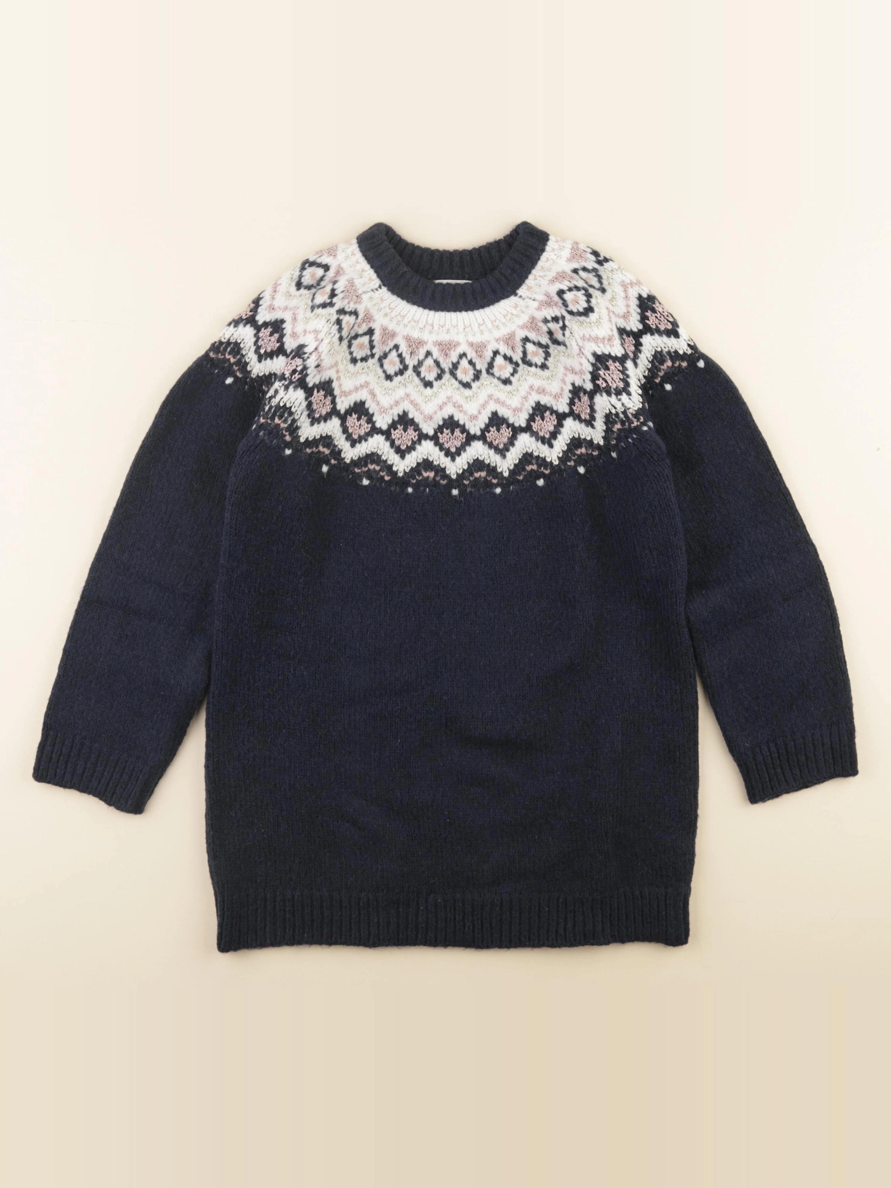 Vertbaudet - pull bleu, blanc - 8 ans