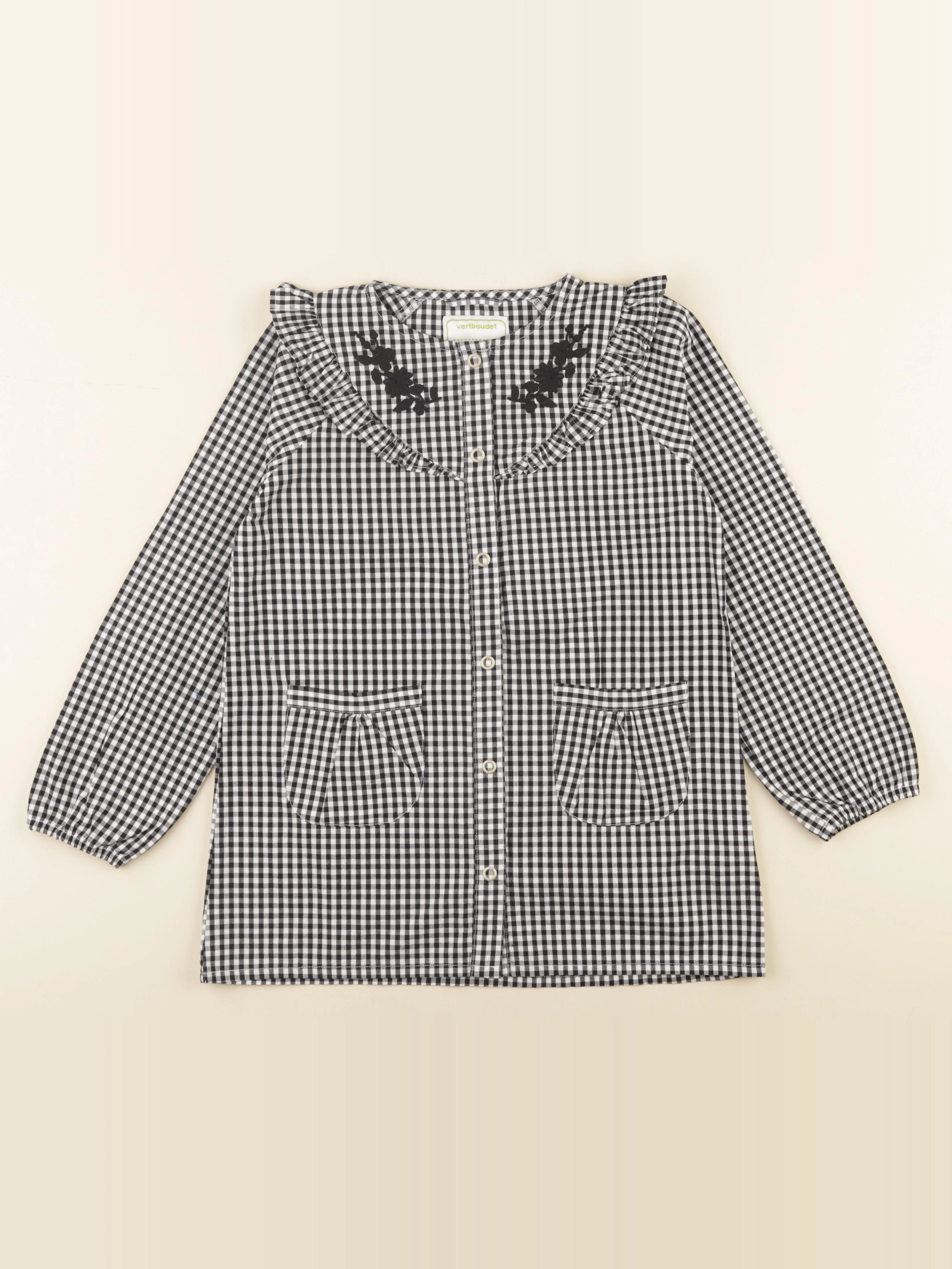 Vertbaudet - blouse d'école blanc, noir - 8 ans