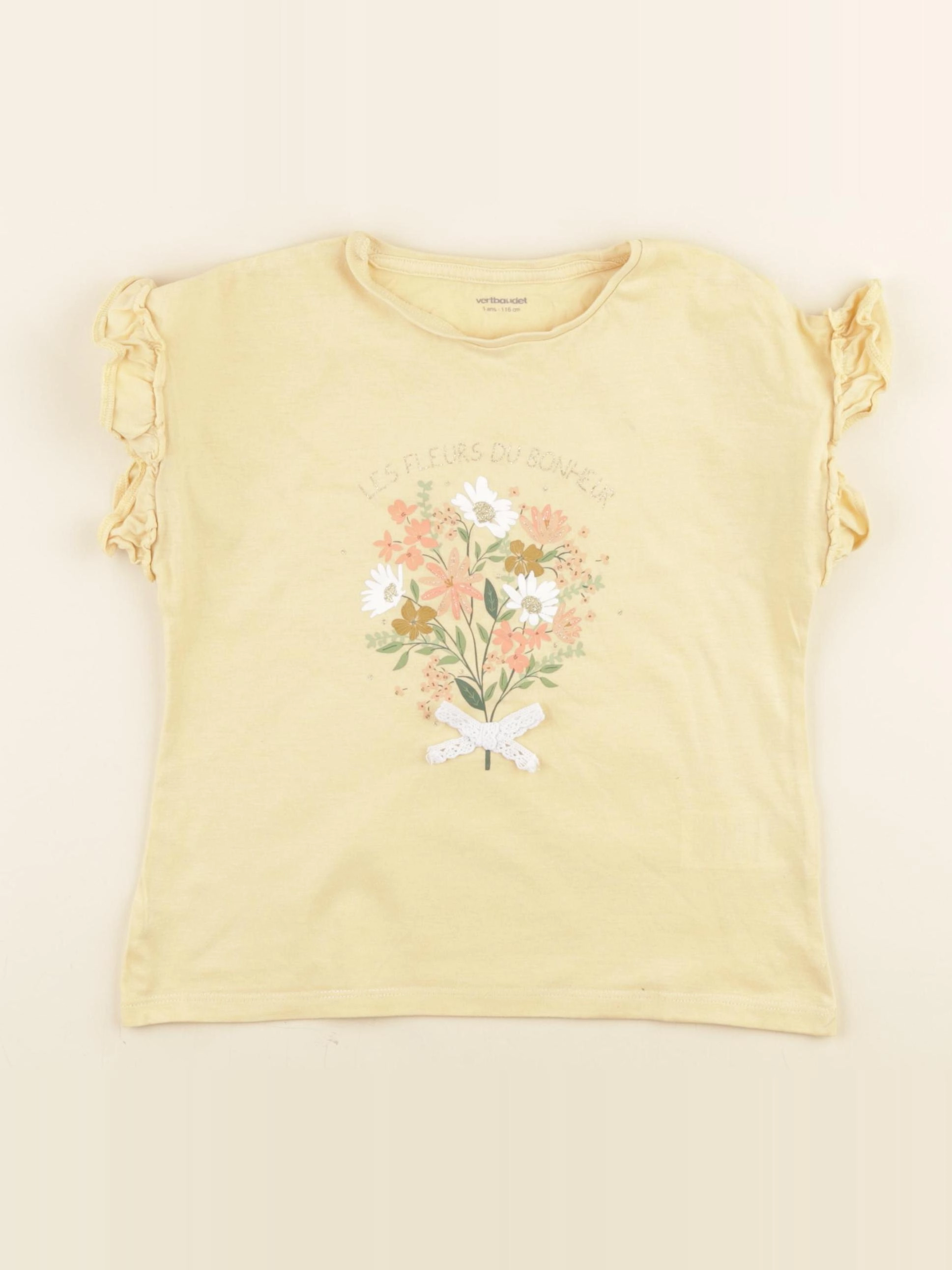 Vertbaudet - tee-shirt jaune, or - 6 ans