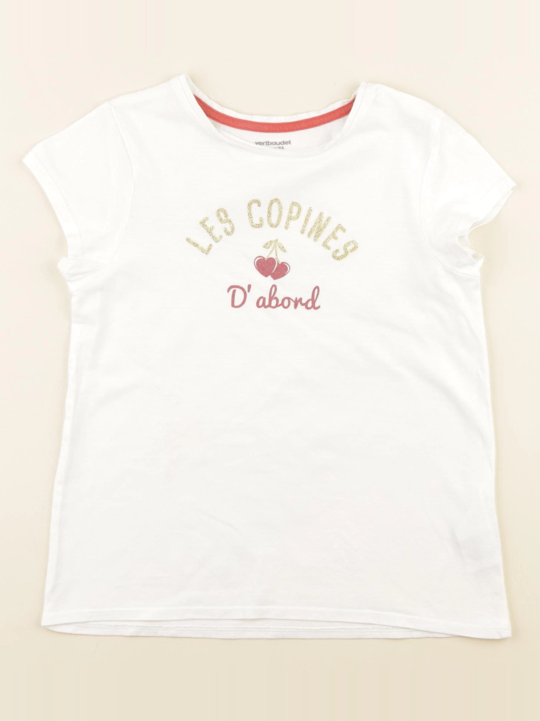 Vertbaudet - tee-shirt blanc, or - 8 ans