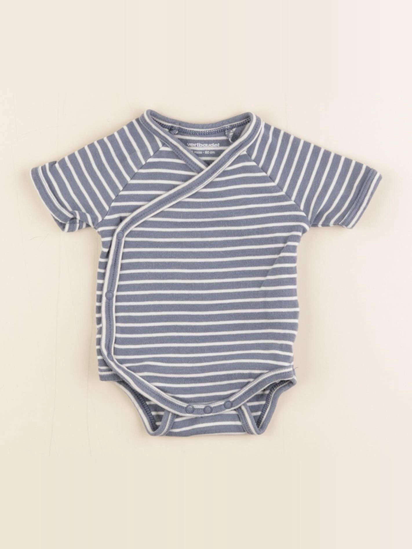 Vertbaudet - body bleu, blanc - 3 mois