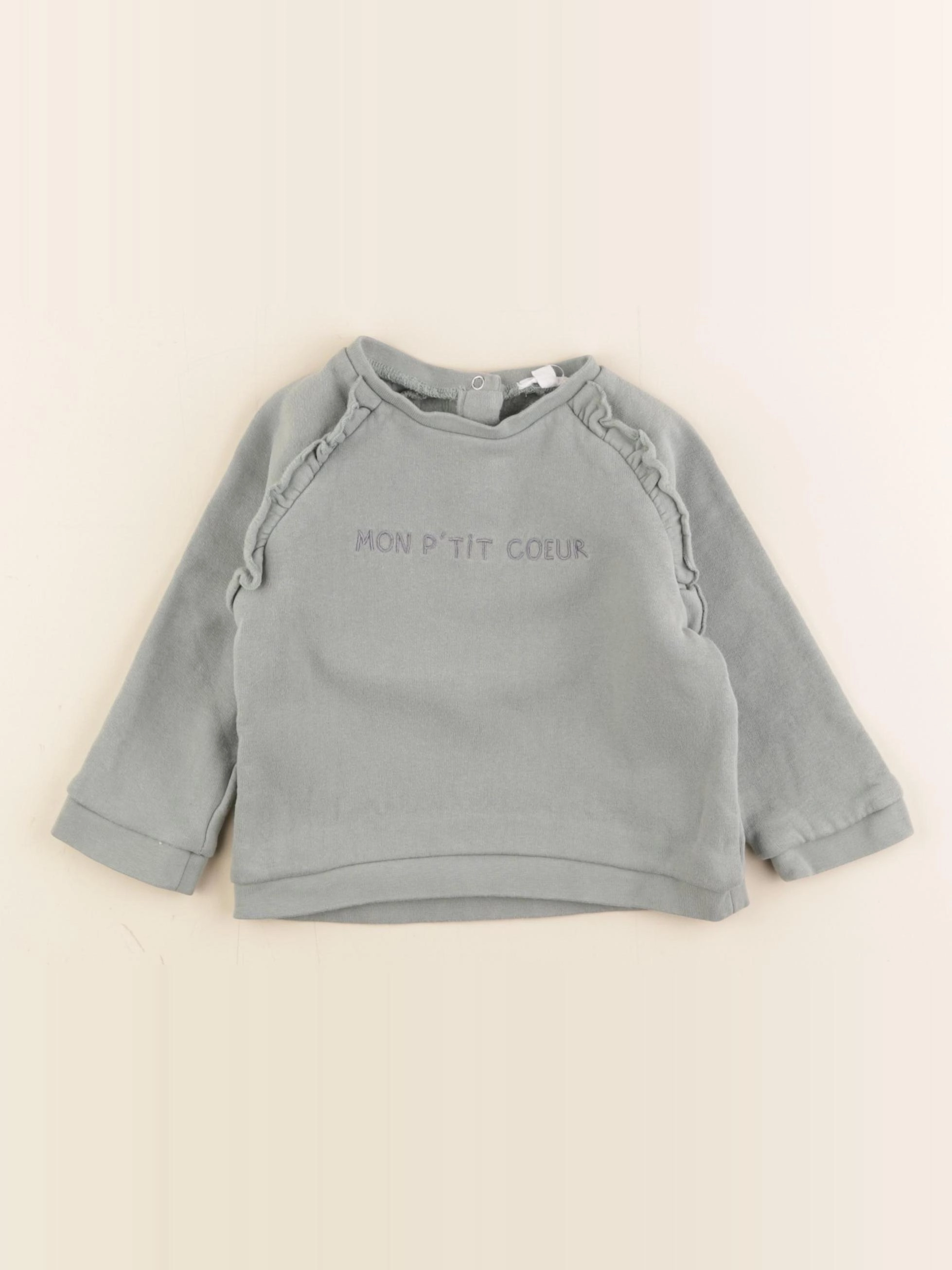 Vertbaudet - sweat vert - 18 mois