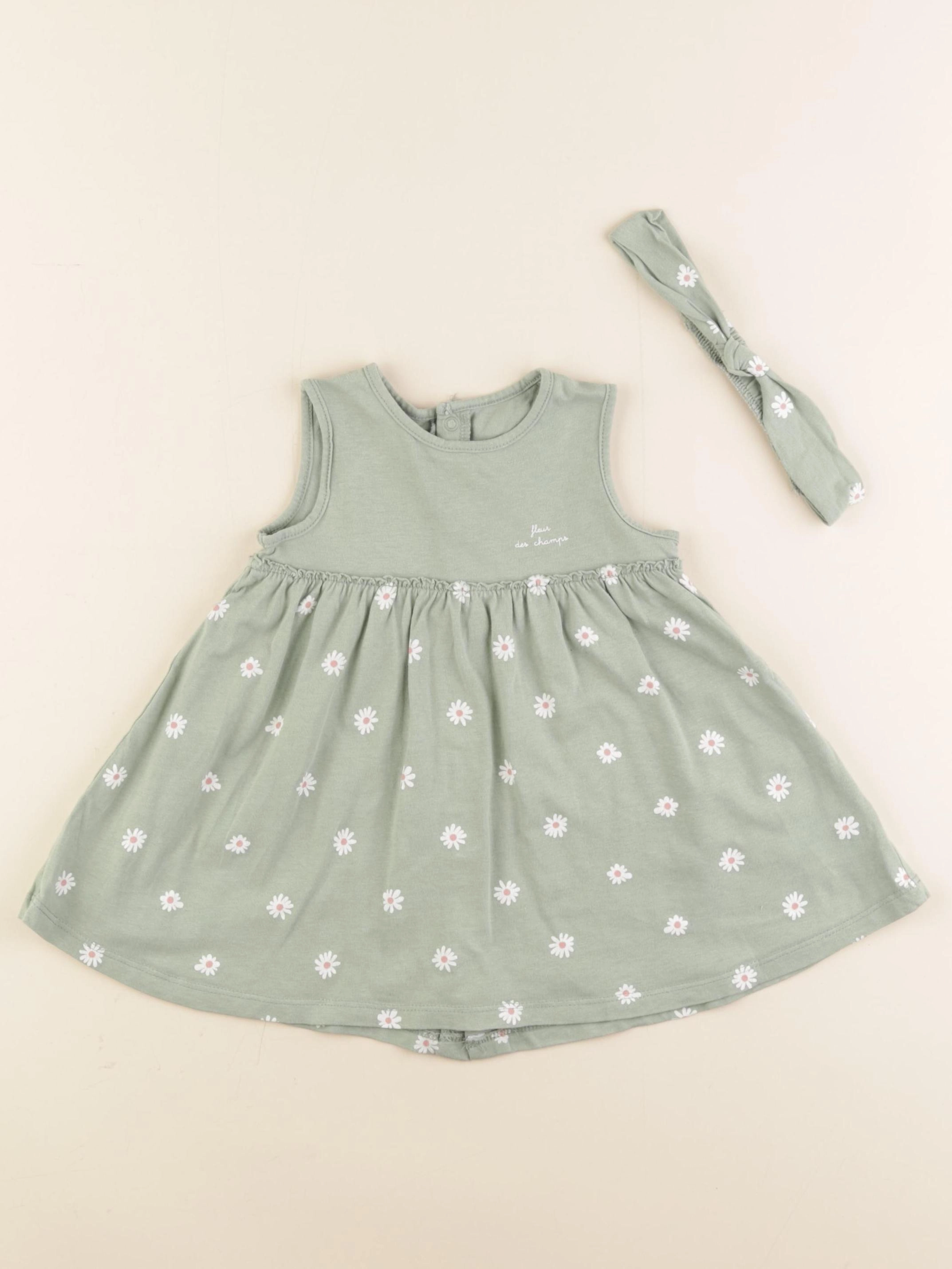 Vertbaudet - robe vert - 9 mois