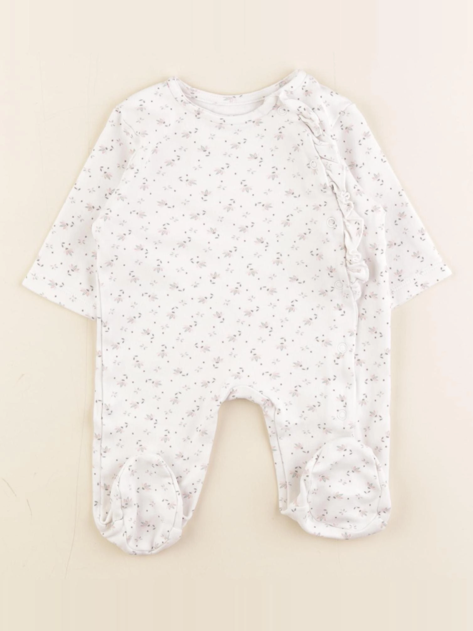 Vertbaudet - pyjama coton blanc - 3 mois