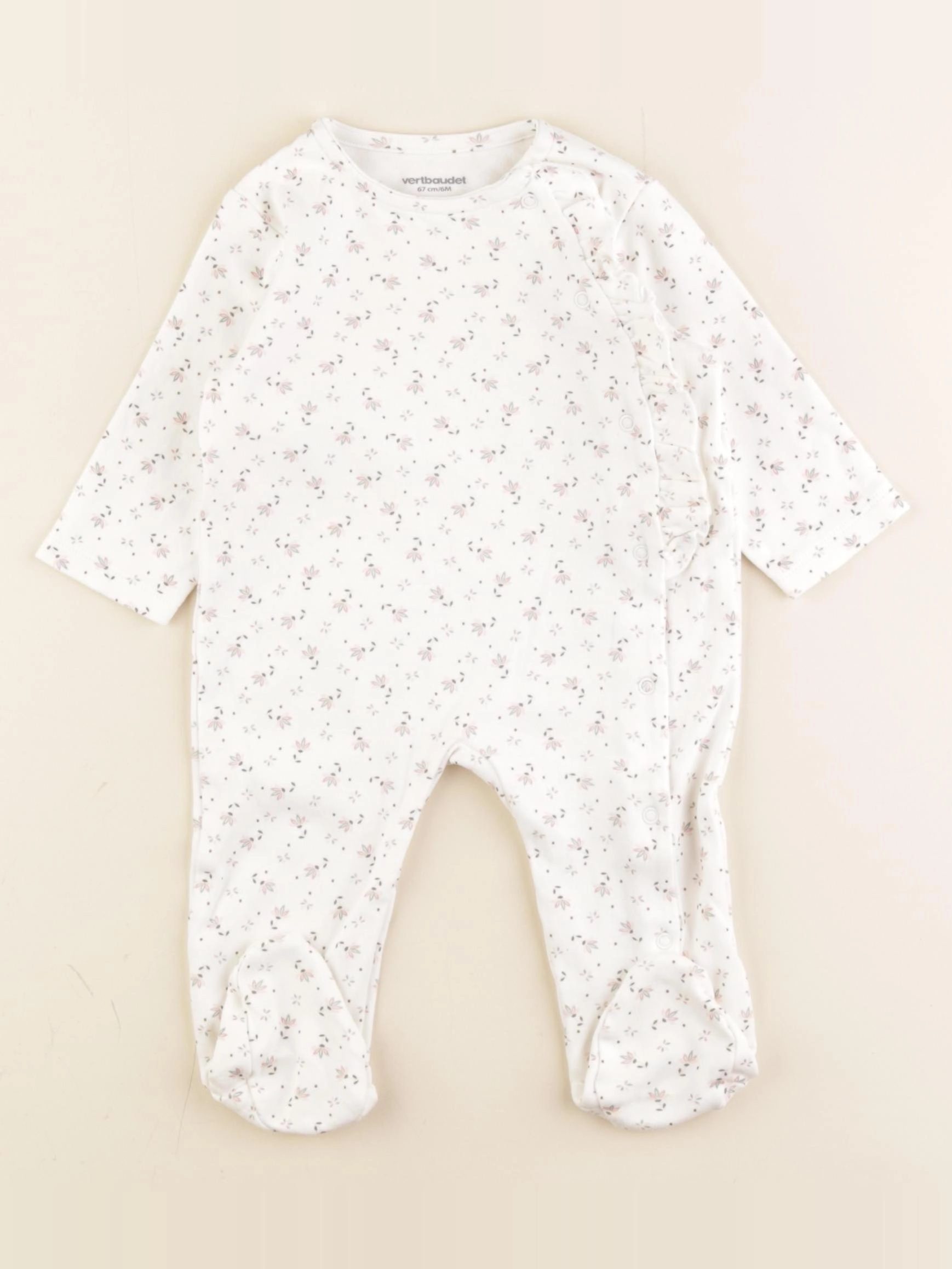 Vertbaudet - pyjama coton blanc - 6 mois