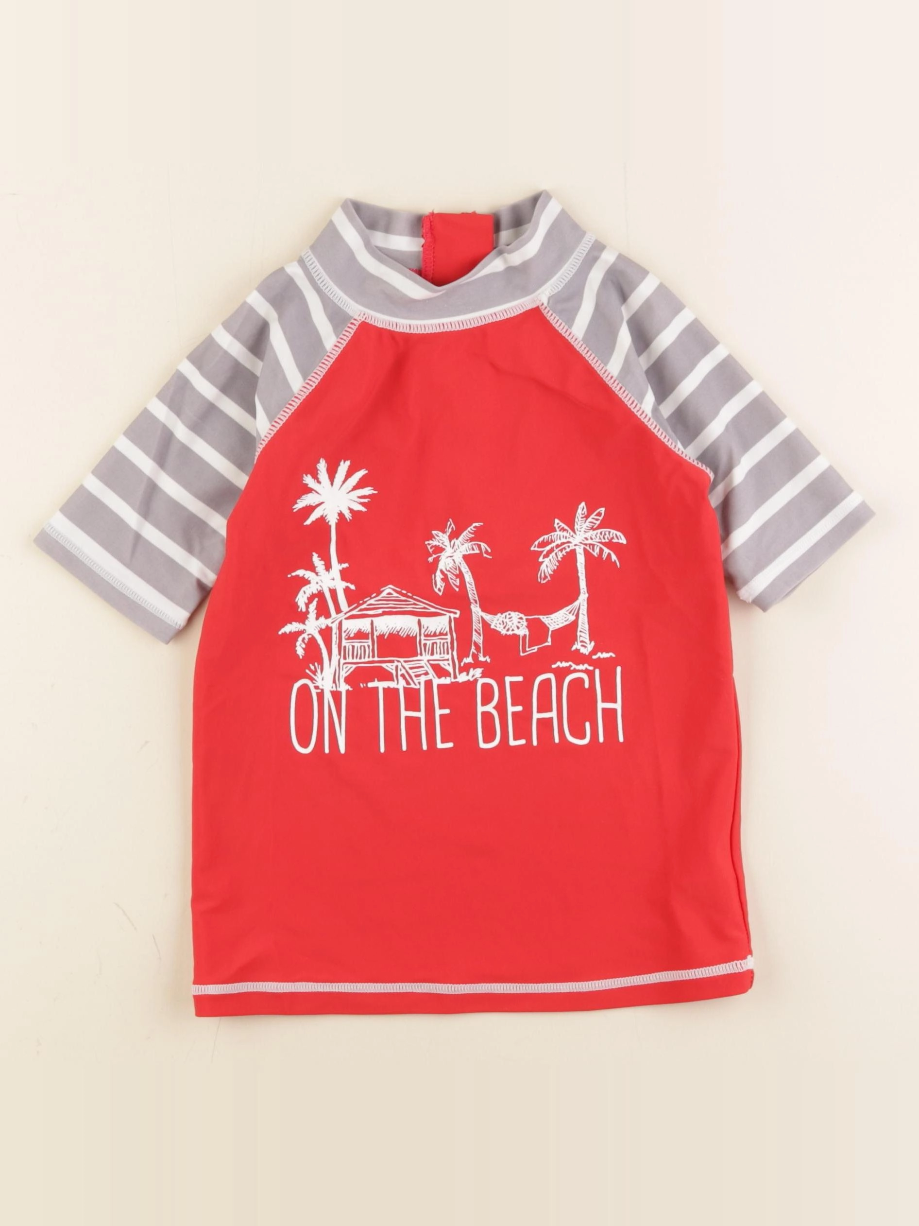 Vertbaudet - tee-shirt de bain rouge, gris - 6 ans