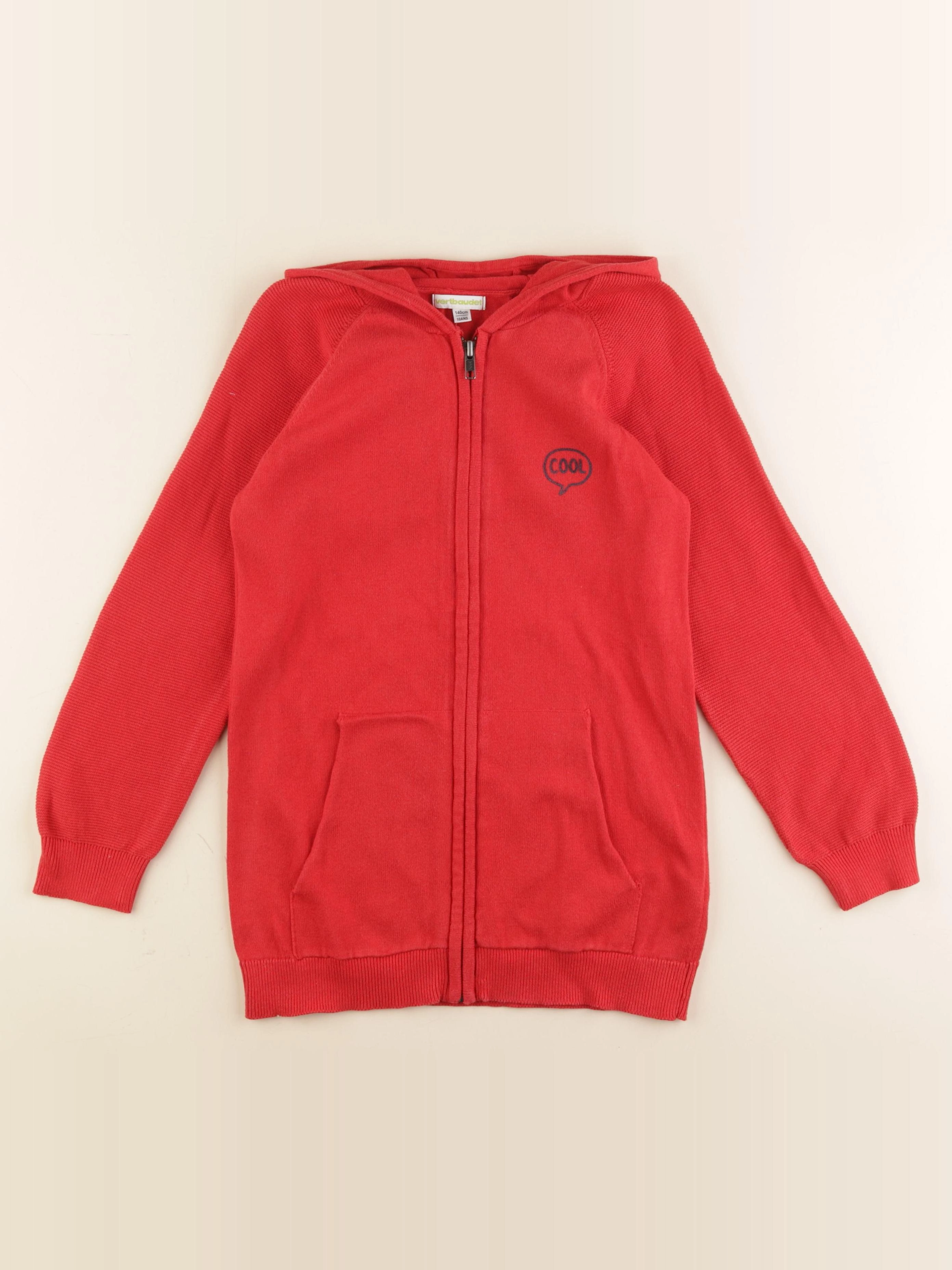 Vertbaudet - gilet rouge - 10 ans