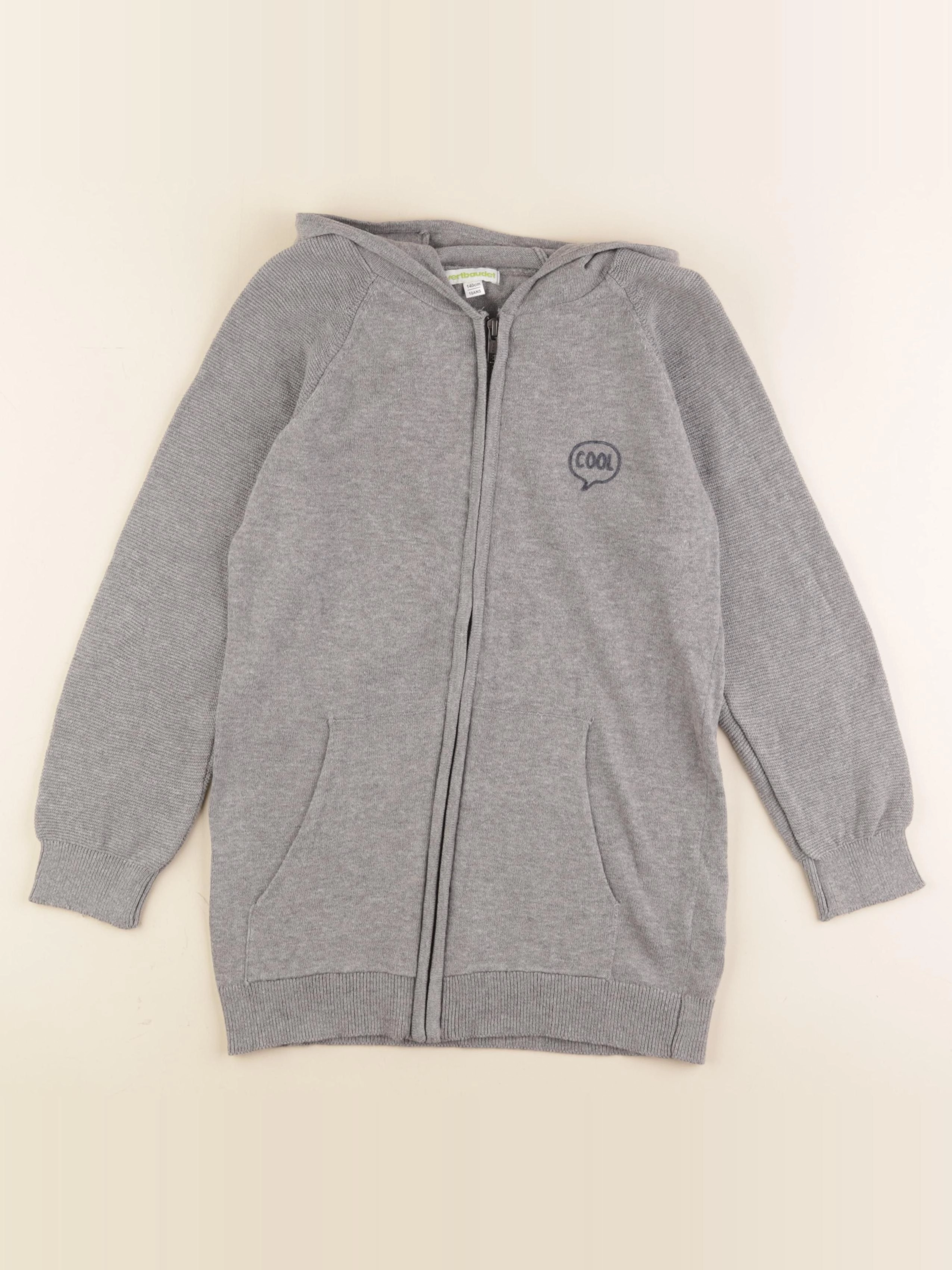 Vertbaudet - gilet gris - 10 ans