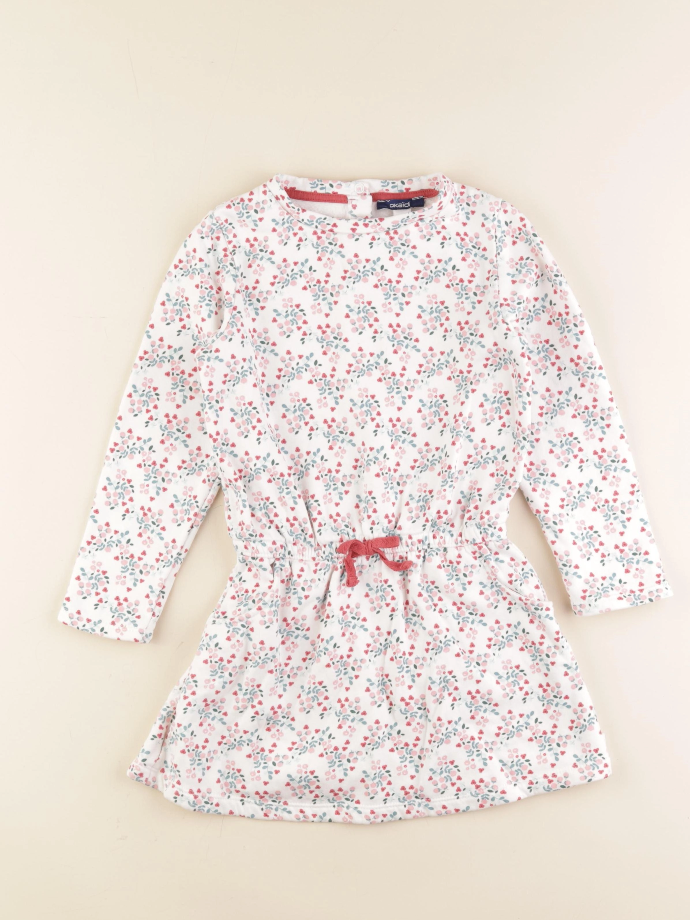 Okaidi - robe blanc, rose - 5 ans