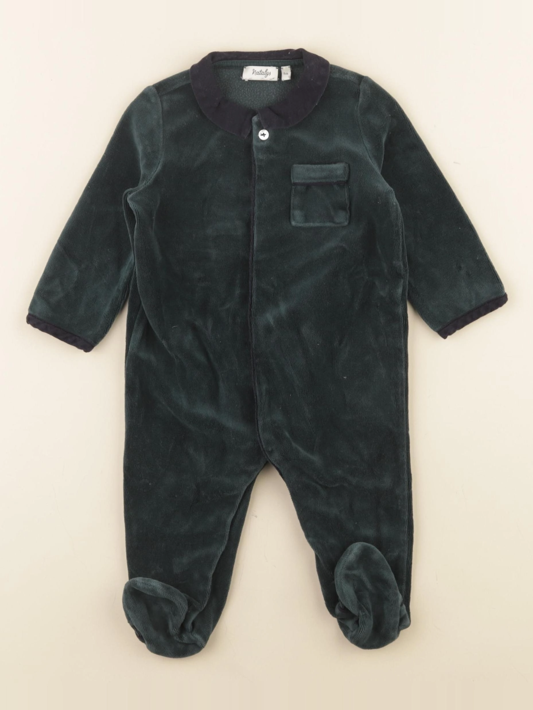 Natalys - pyjama velours vert - 6 mois