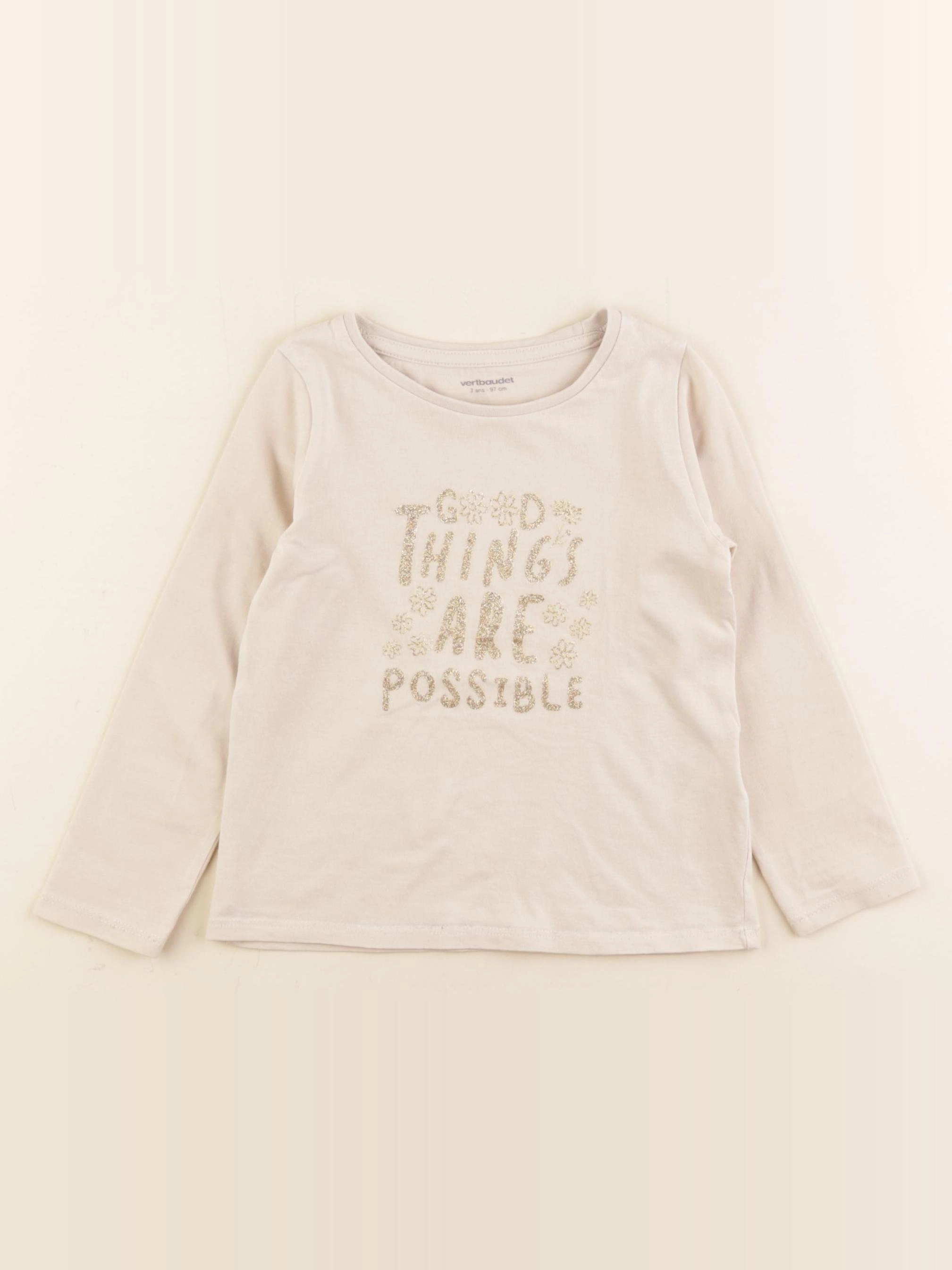 Vertbaudet - tee-shirt beige - 3 ans