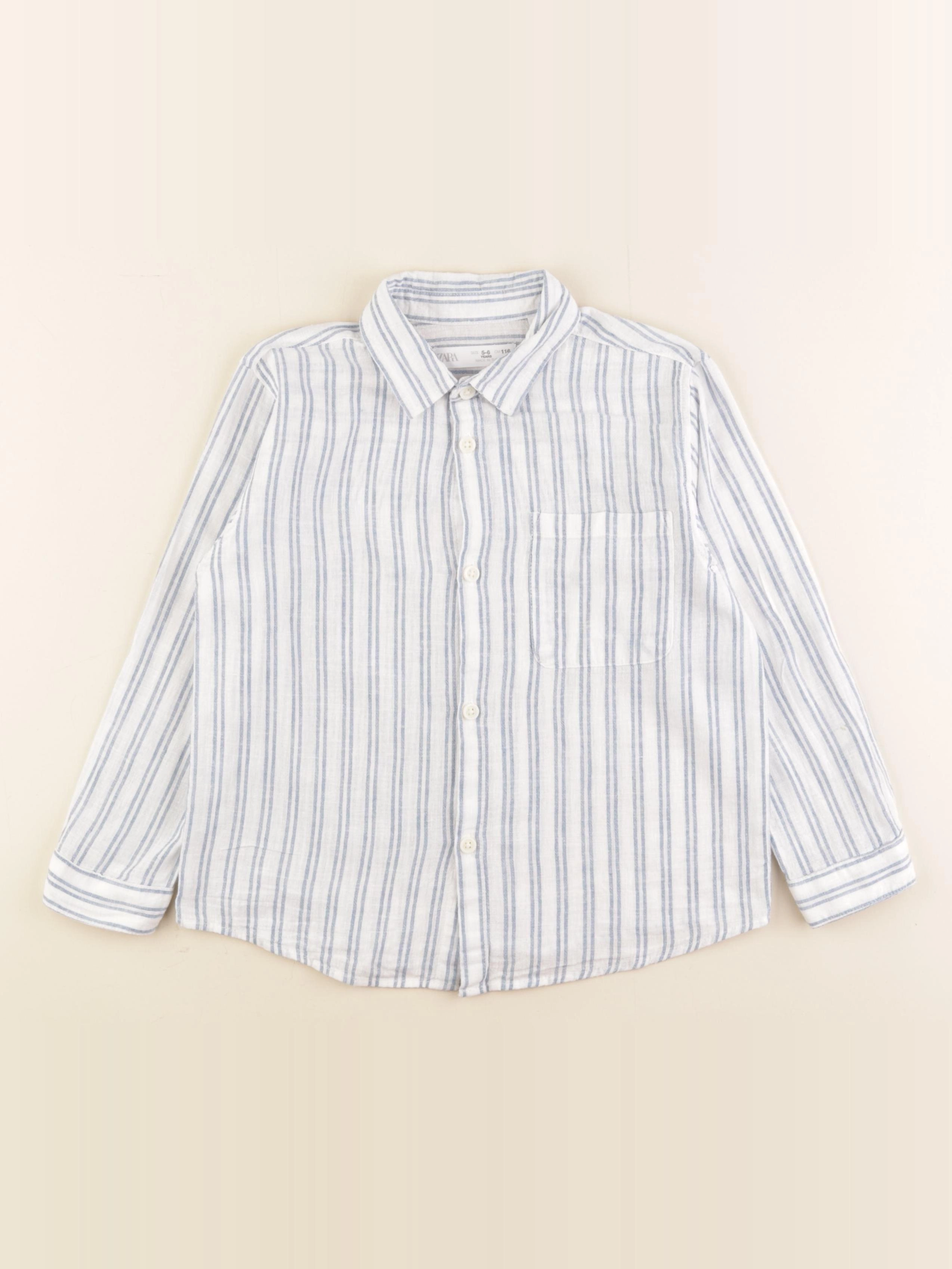 Zara - chemise bleu, blanc - 5/6 ans
