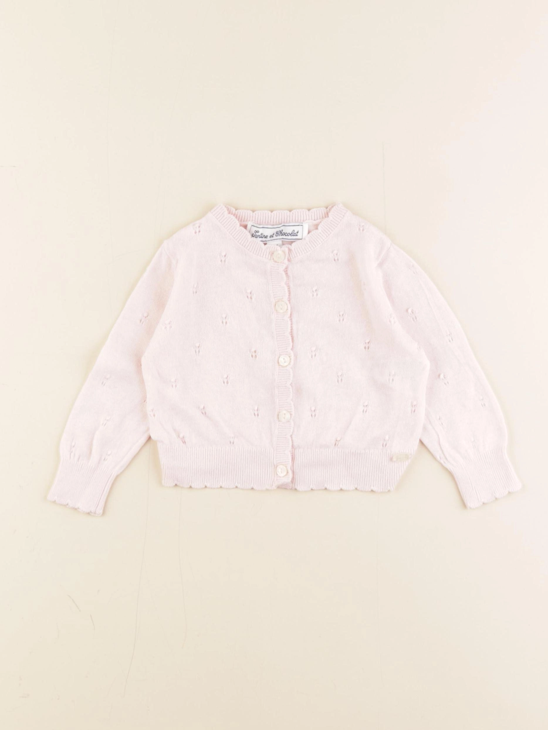 Tartine & Chocolat - gilet rose - 3 mois