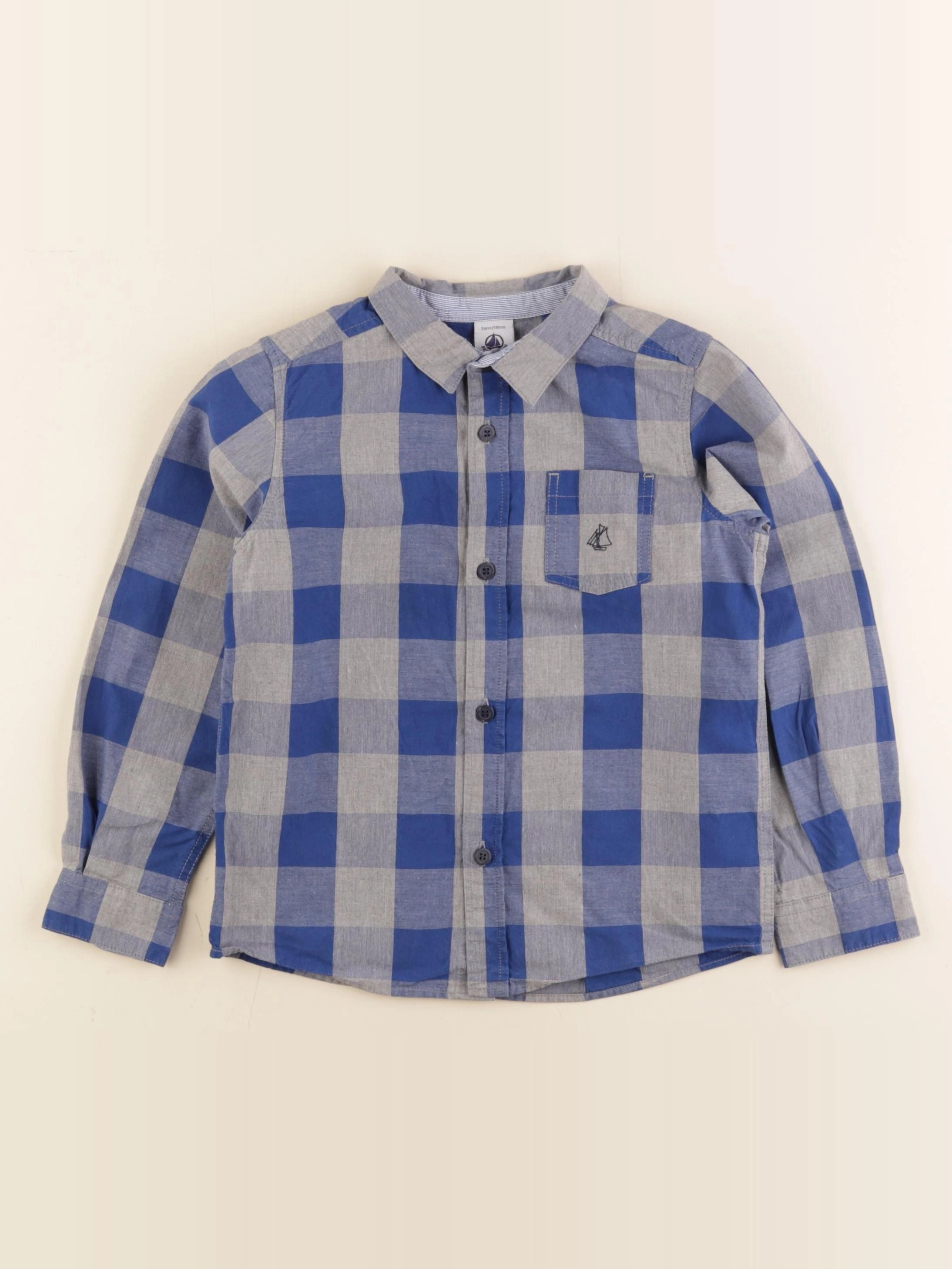 Petit Bateau - chemise bleu - 5 ans