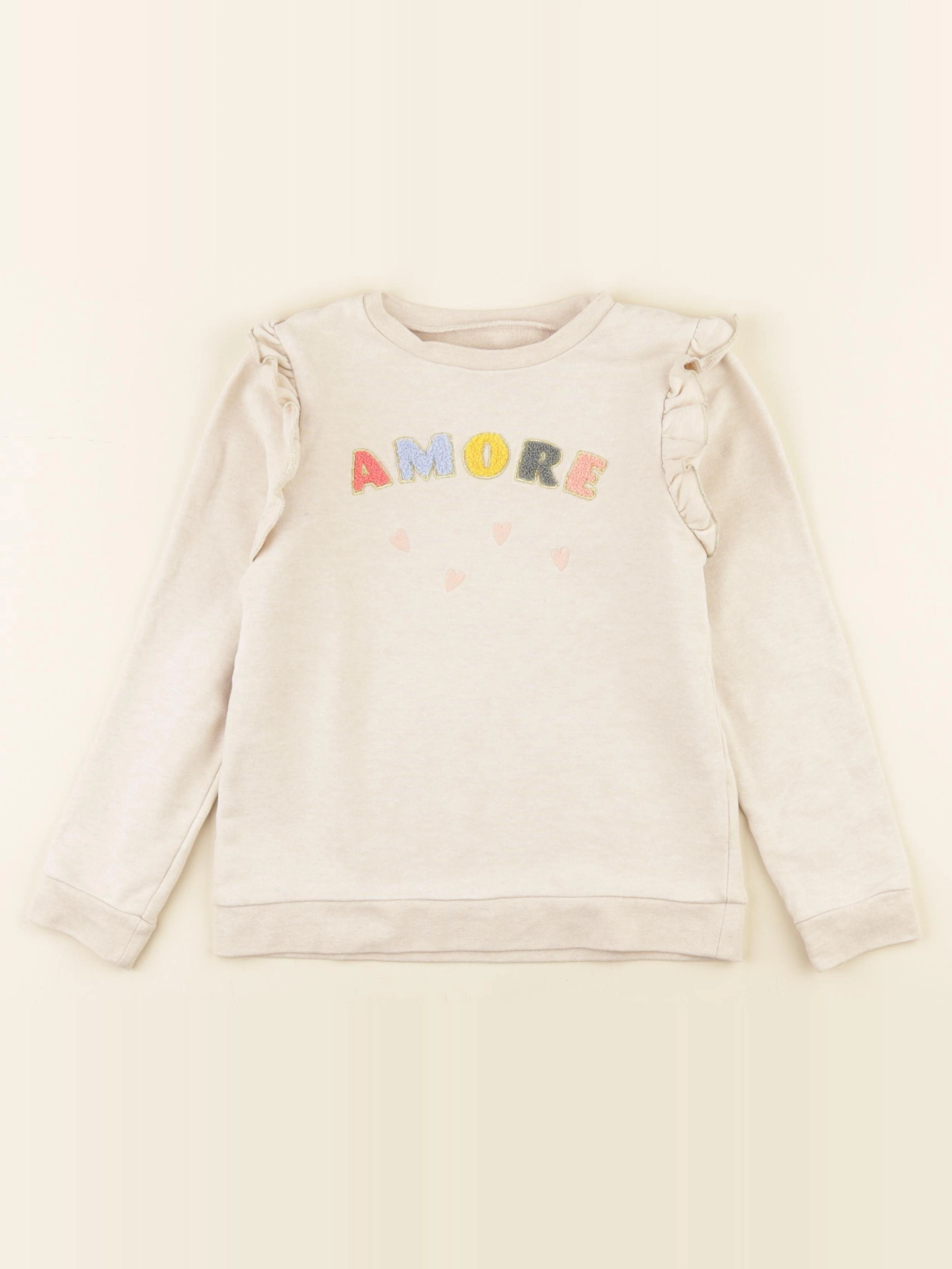 Vertbaudet - sweat beige - 8 ans