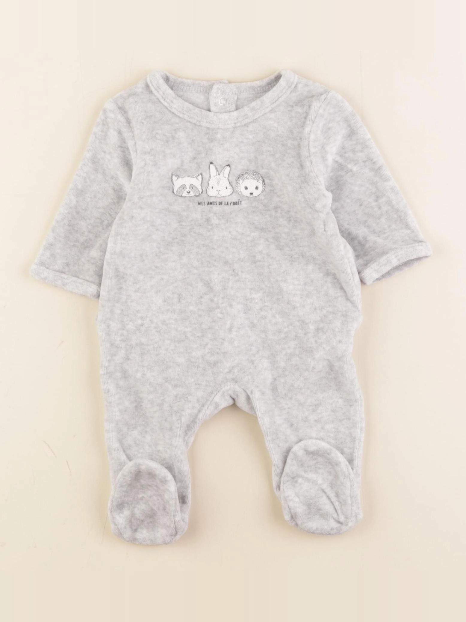 Vertbaudet - pyjama velours gris - 1 mois