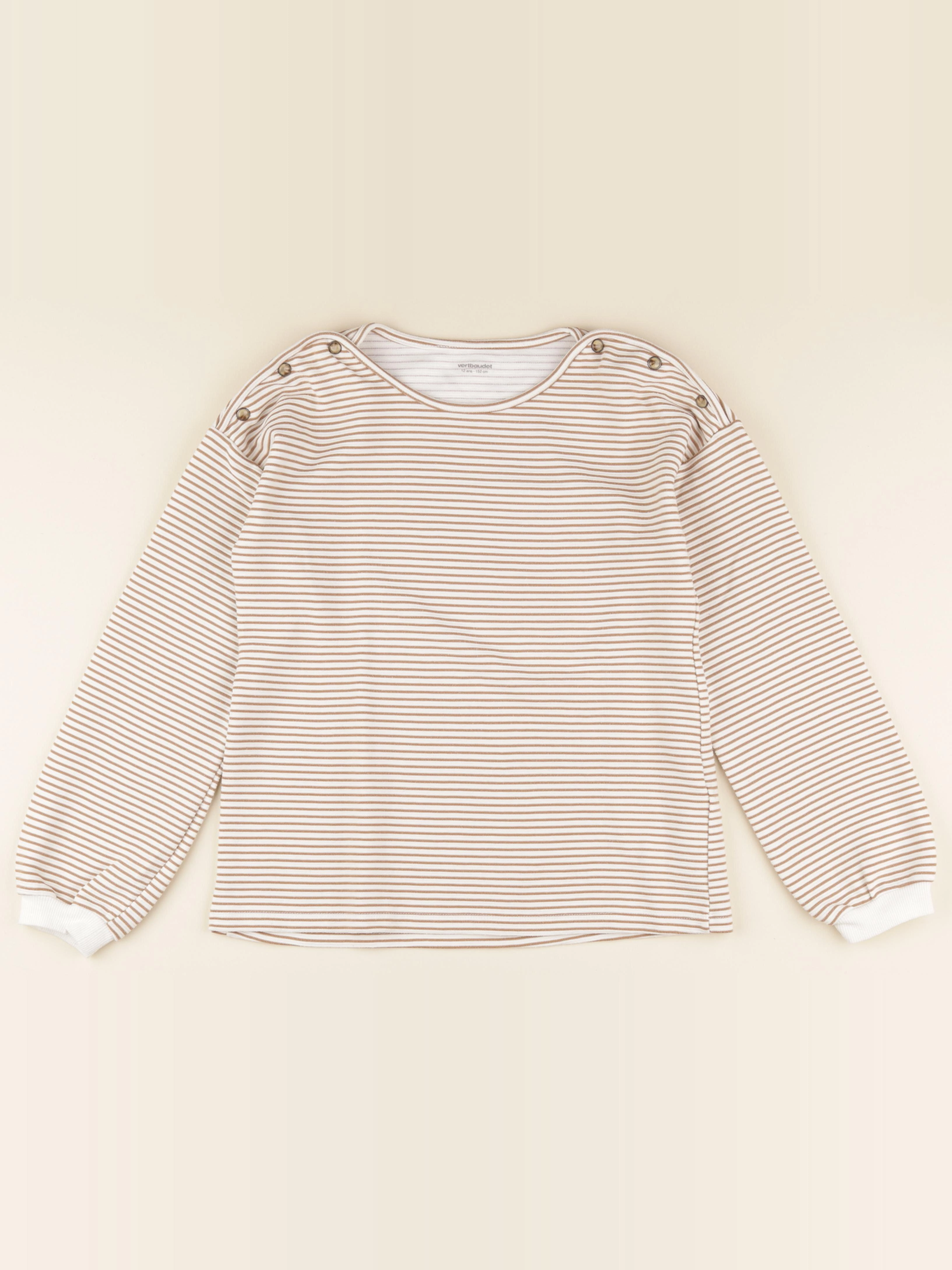 Vertbaudet - pull marron, blanc - 12 ans