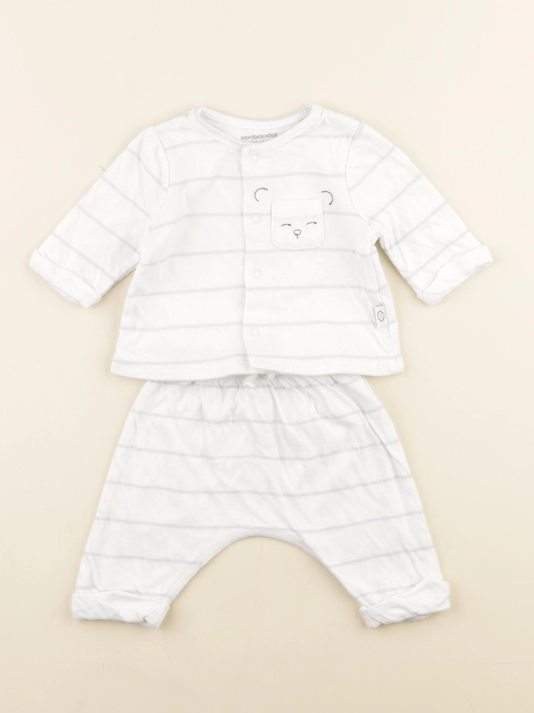 Vertbaudet - ensemble blanc - 1 mois