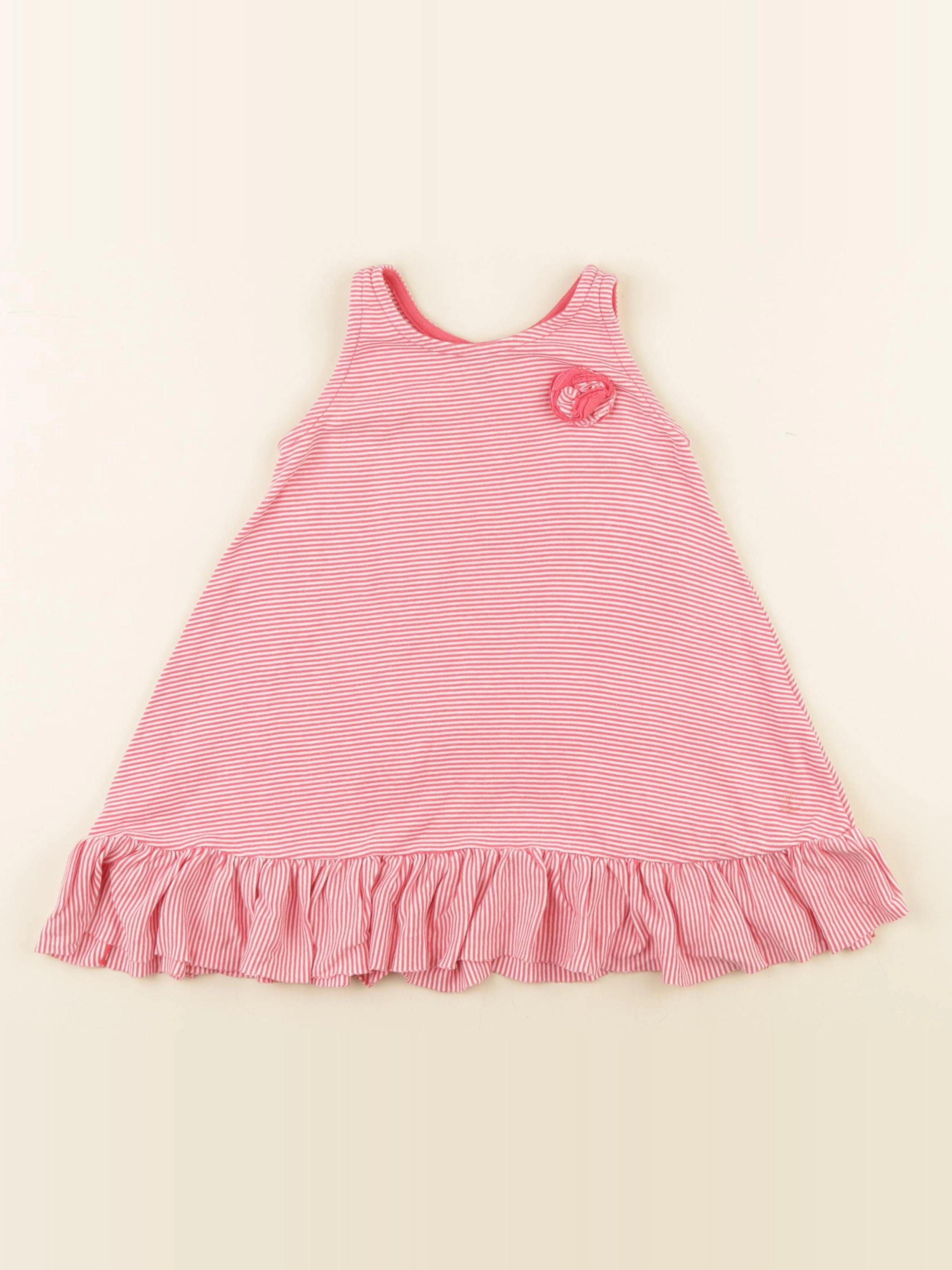 Petit Bateau - robe blanc, rose - 24 mois