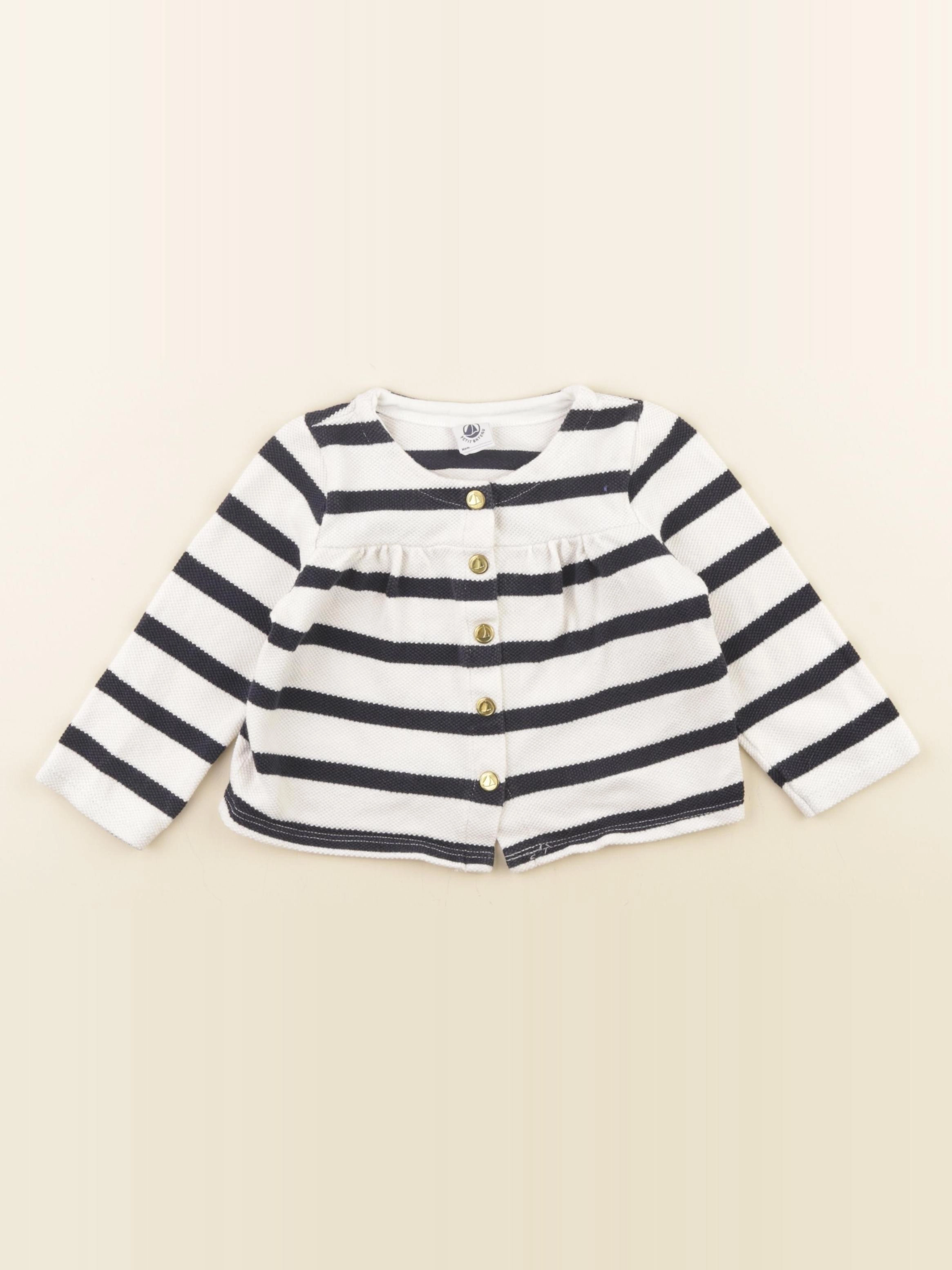 Petit Bateau - sweat blanc, bleu - 24 mois
