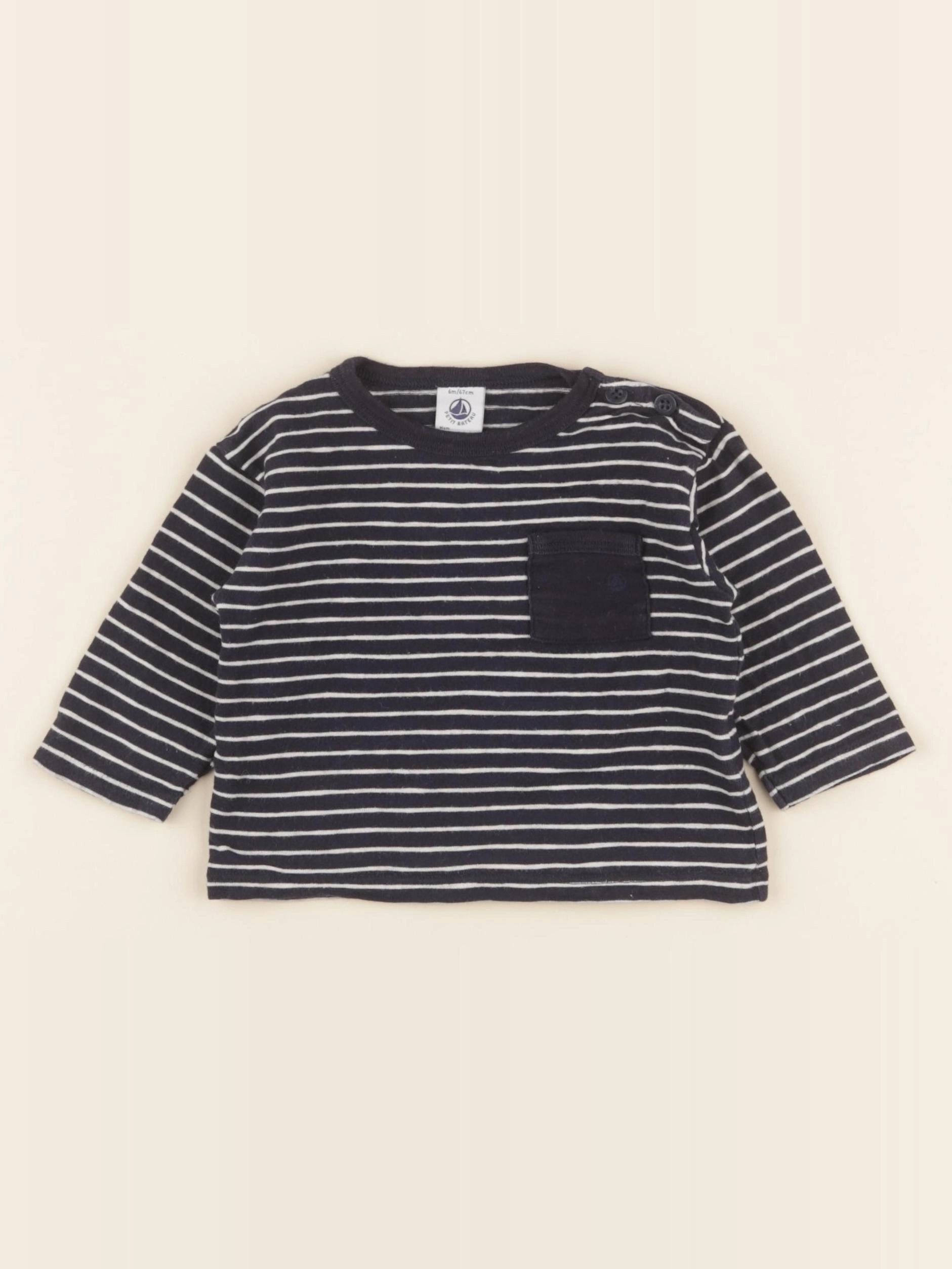 Petit Bateau - tee-shirt bleu - 6 mois