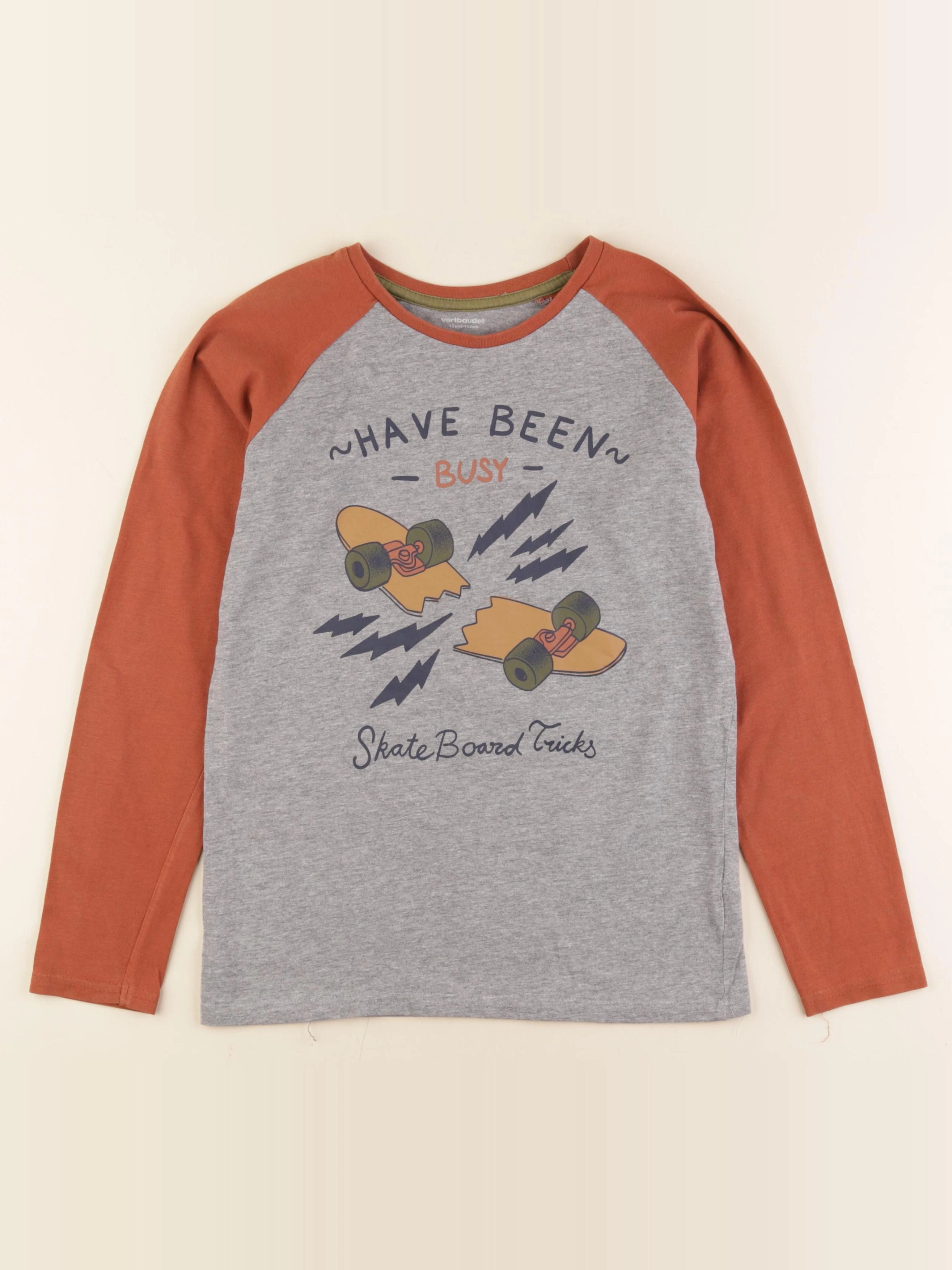 Vertbaudet - tee-shirt gris, orange - 12 ans