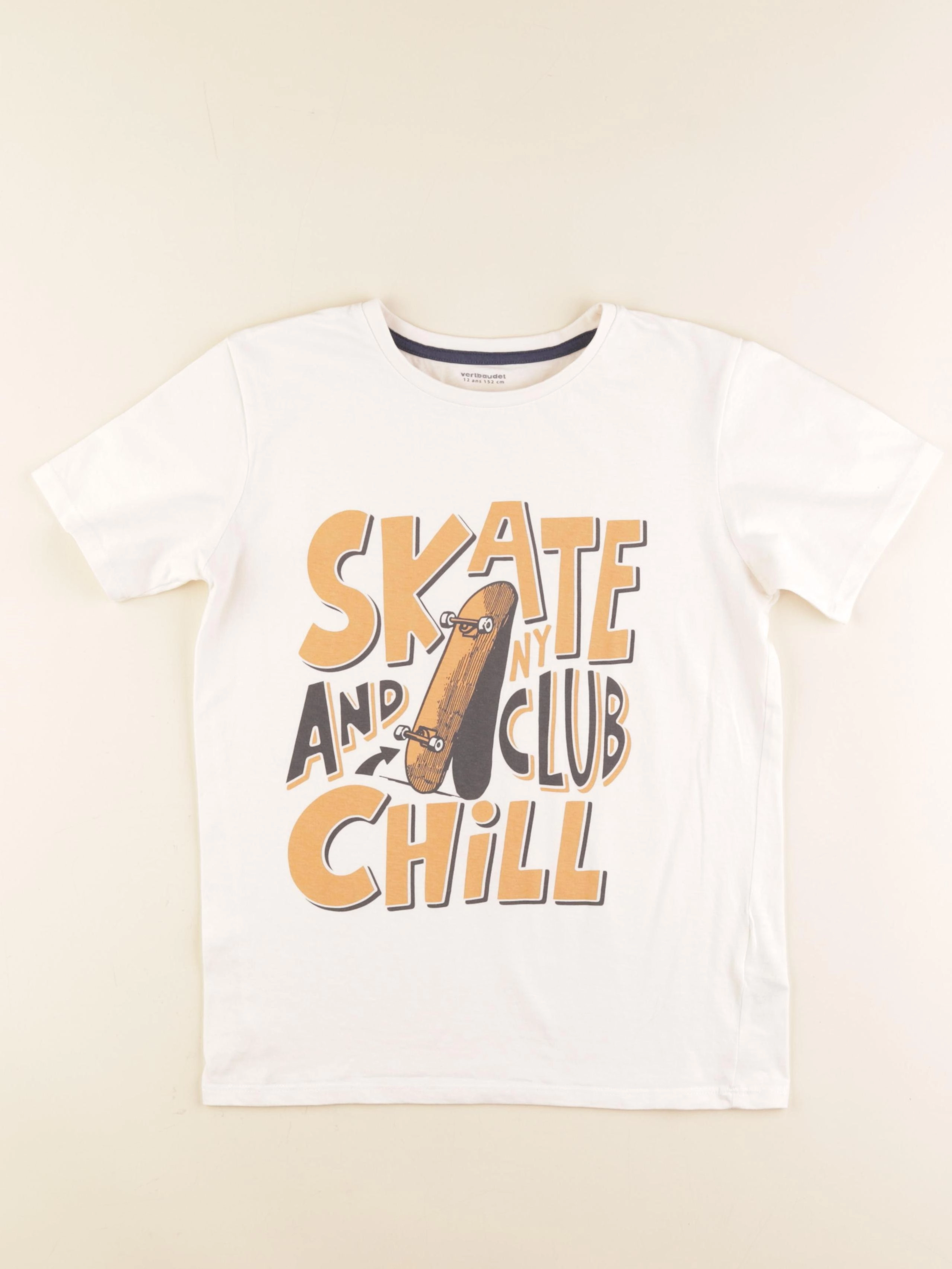 Vertbaudet - tee-shirt beige - 12 ans