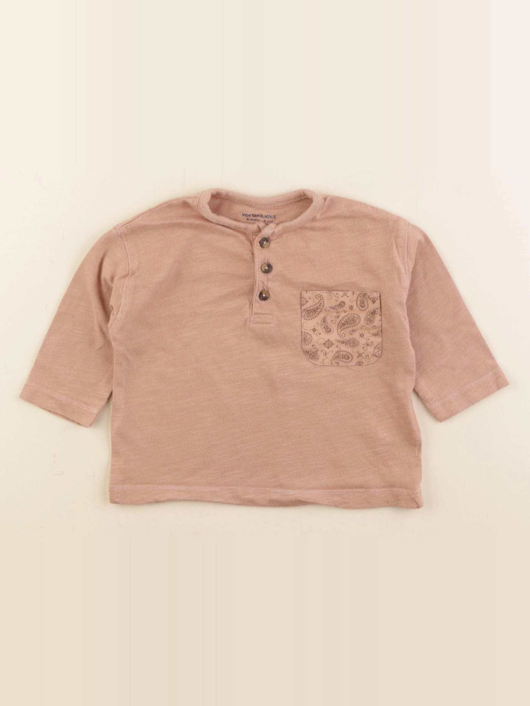 Vertbaudet - tee-shirt marron - 6 mois