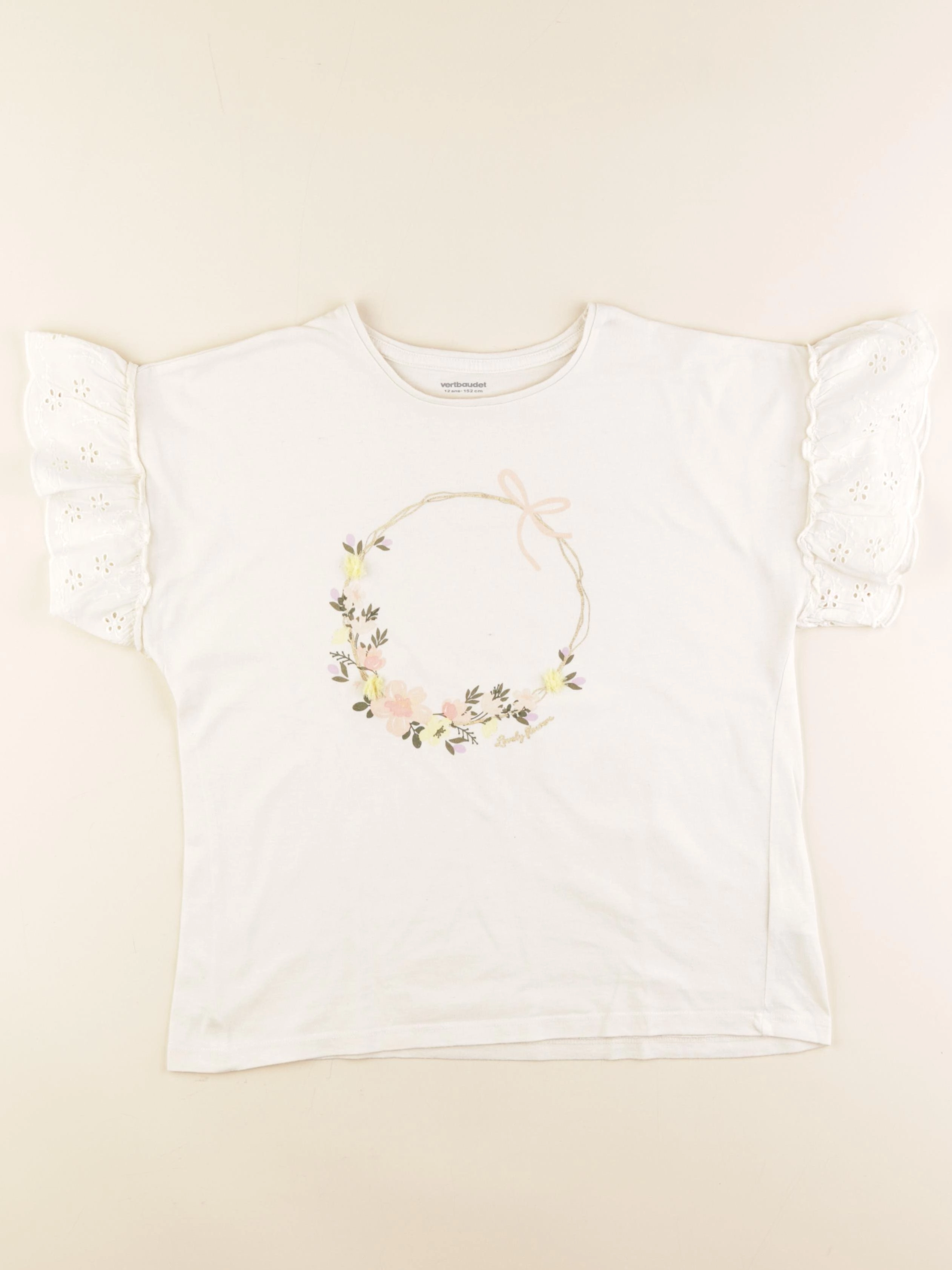 Vertbaudet - tee-shirt beige - 12 ans