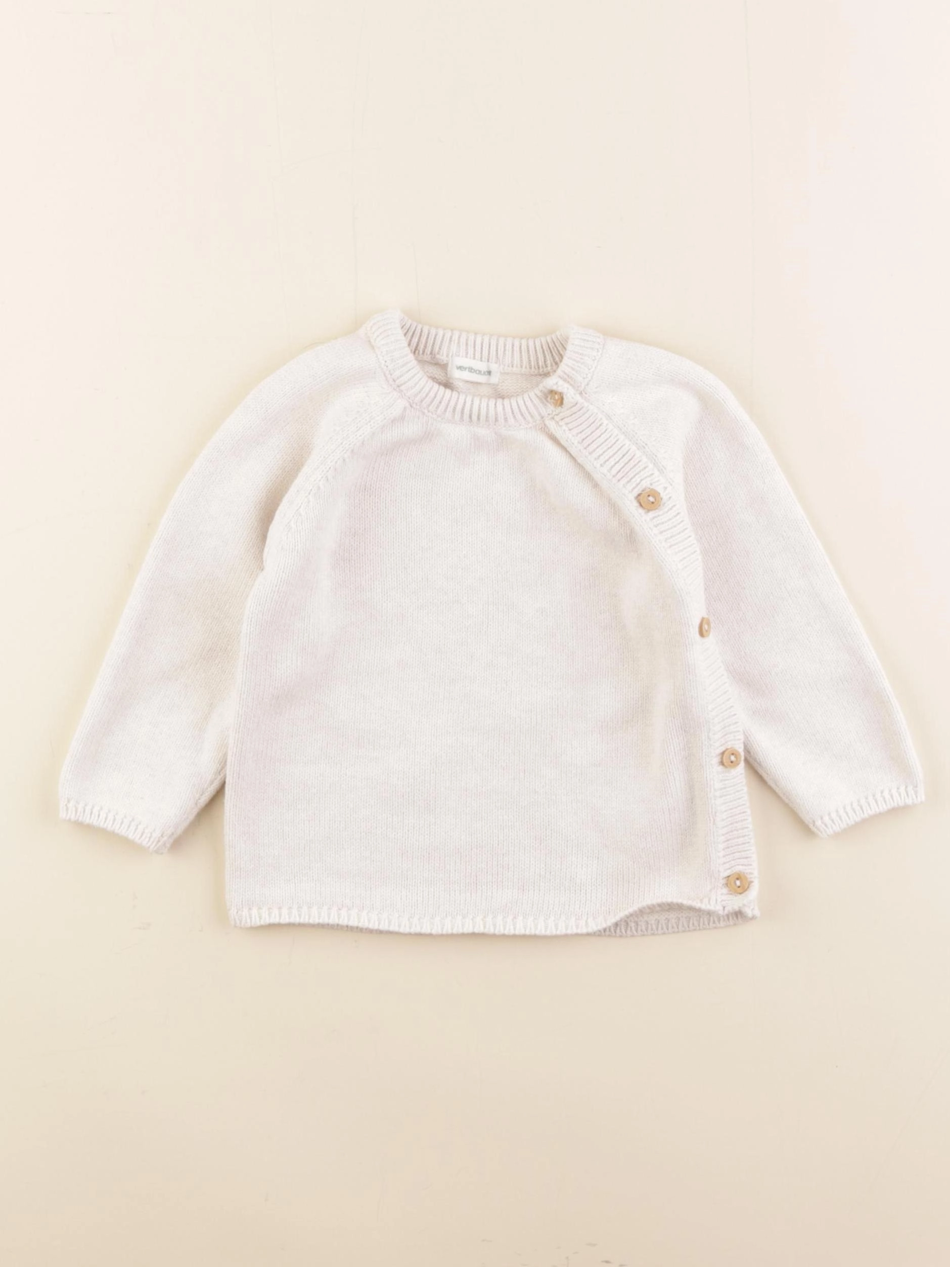 Vertbaudet - pull beige - 12 mois
