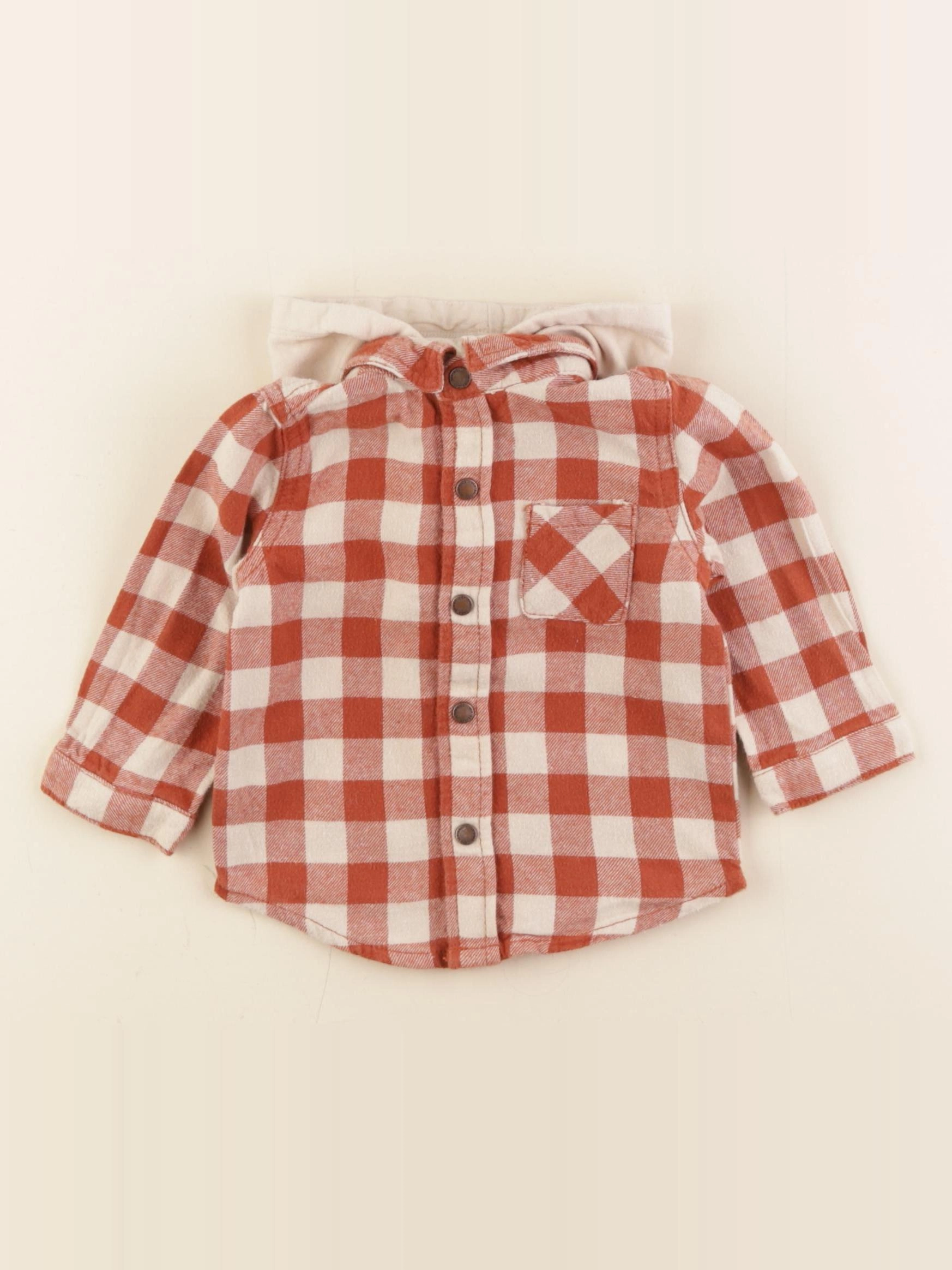 Vertbaudet - chemise beige, orange - 9 mois