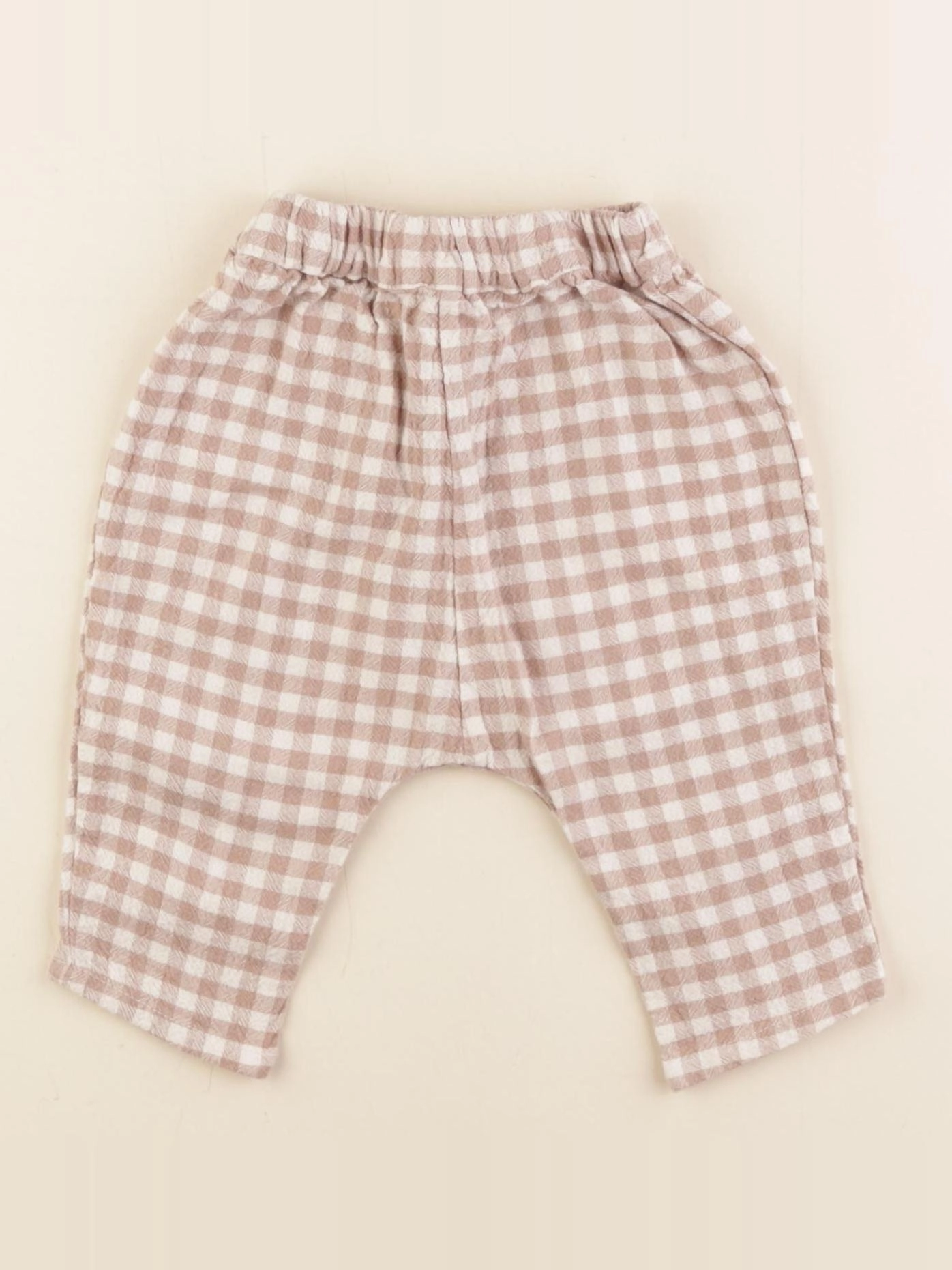 Vertbaudet - sarouel blanc, marron - 6 mois