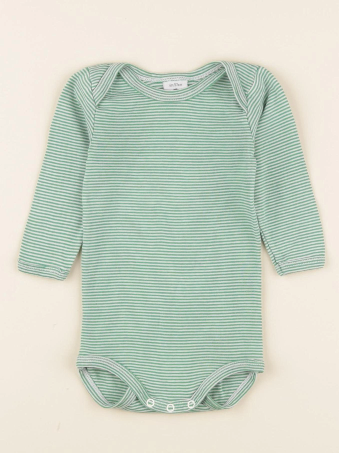Petit Bateau - body vert - 6 mois