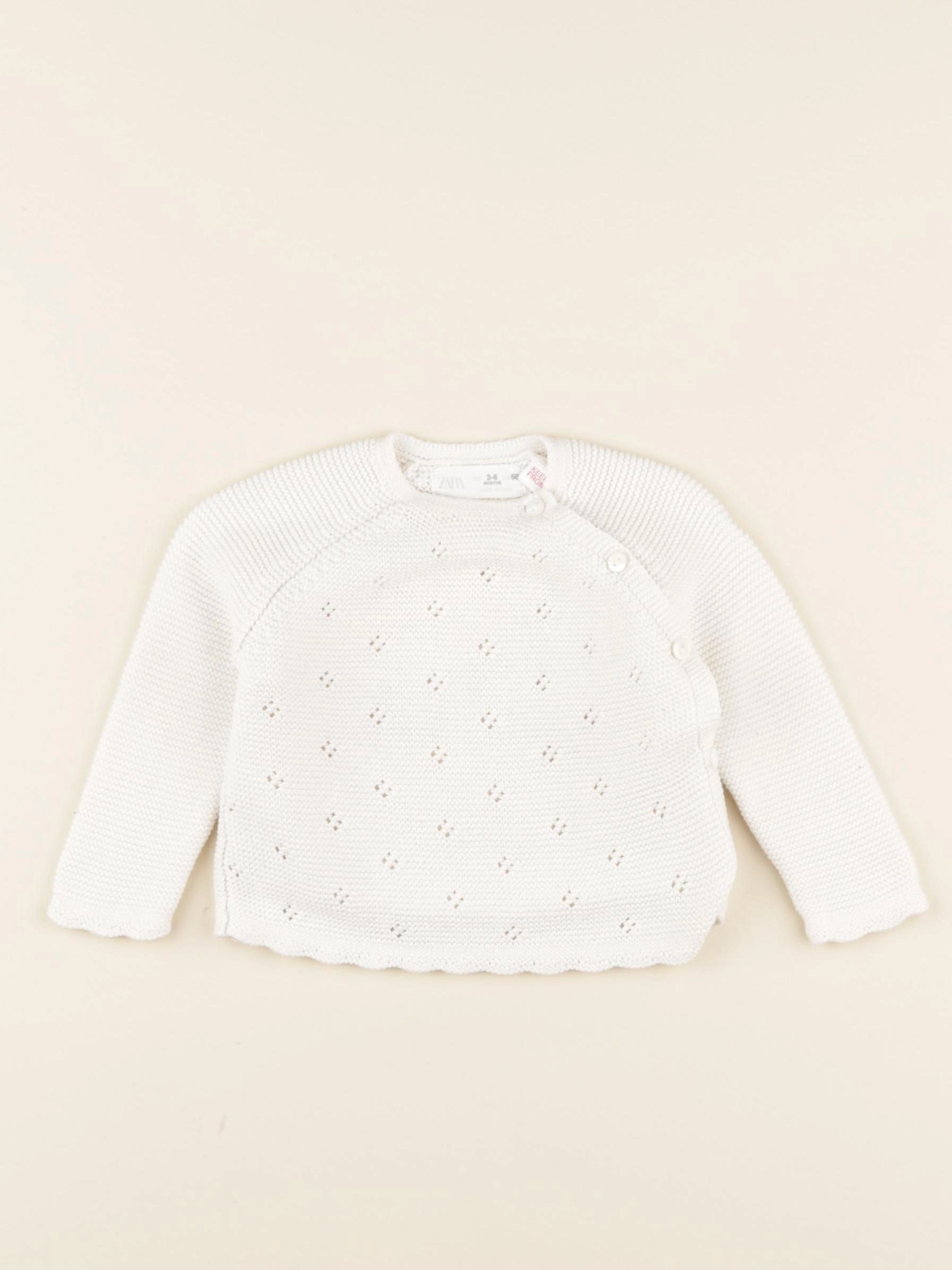 Zara - pull blanc - 3/6 mois