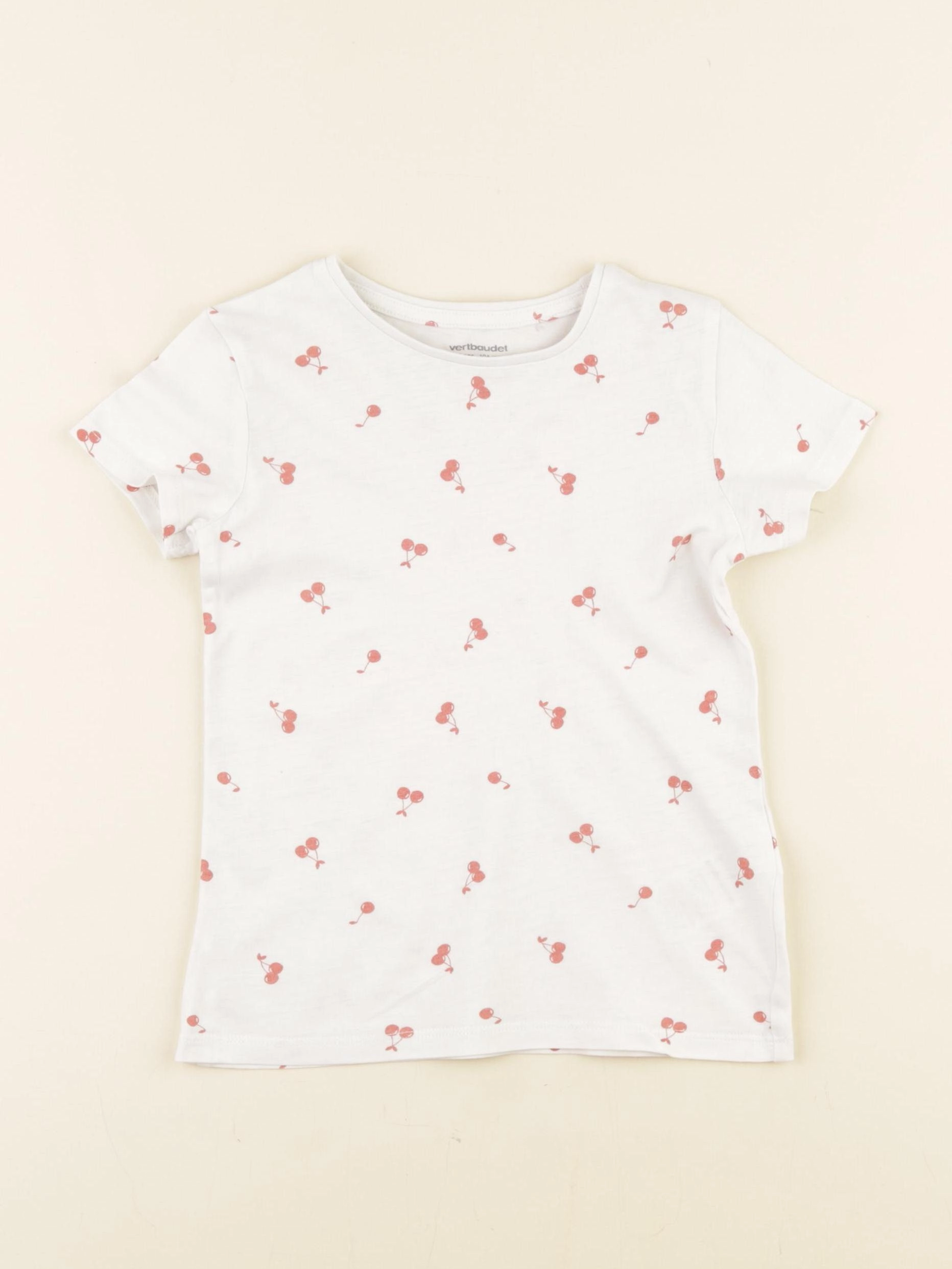 Vertbaudet - tee-shirt blanc, rouge - 4 ans