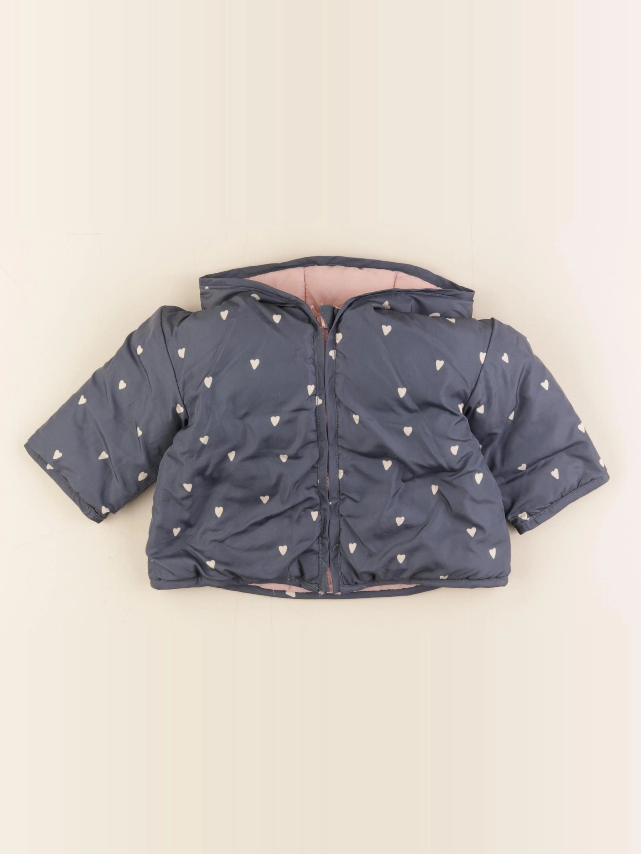 Vertbaudet - doudoune gris, rose - 6 mois