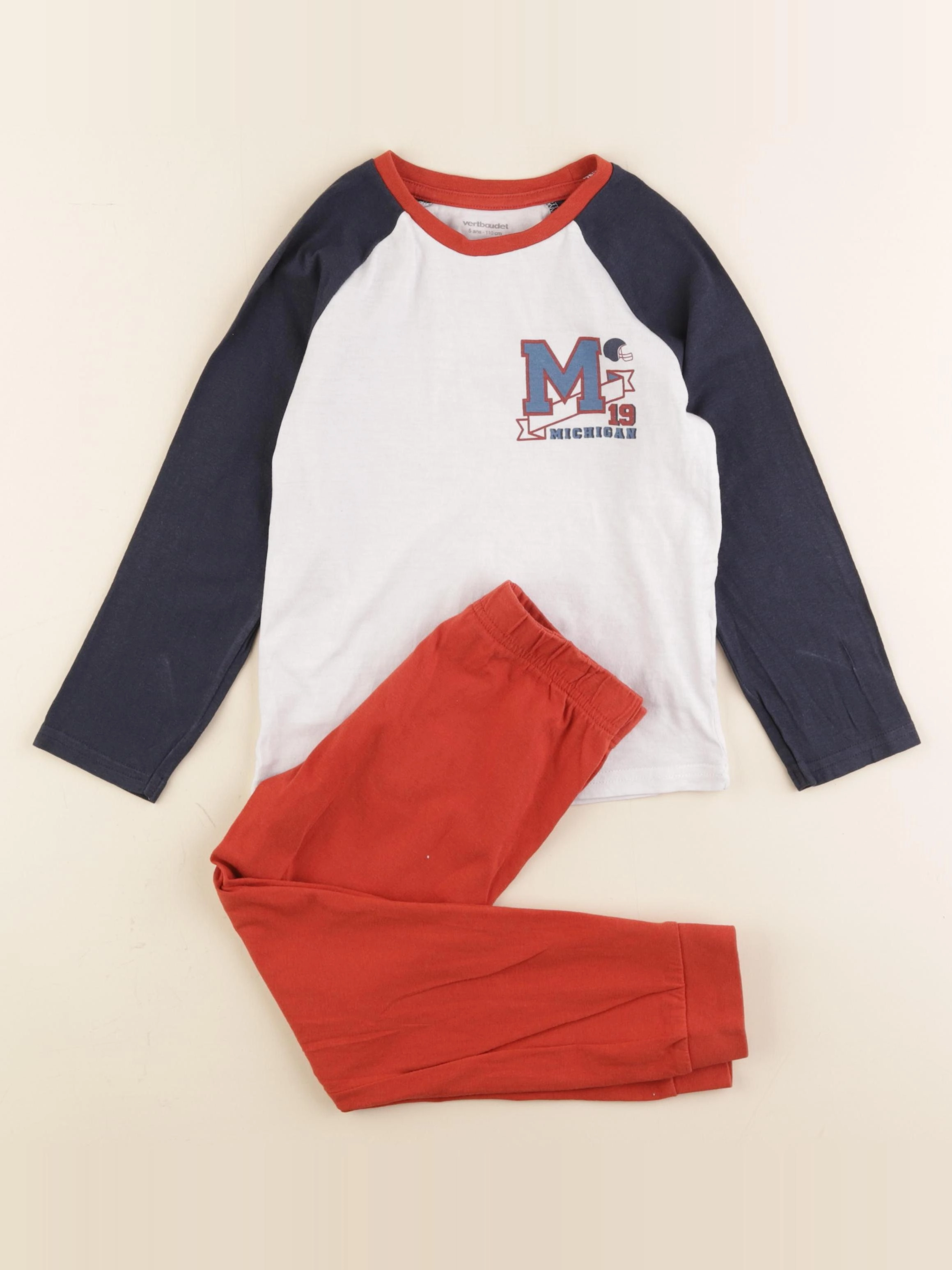 Vertbaudet - pyjama coton bleu, rouge - 5 ans