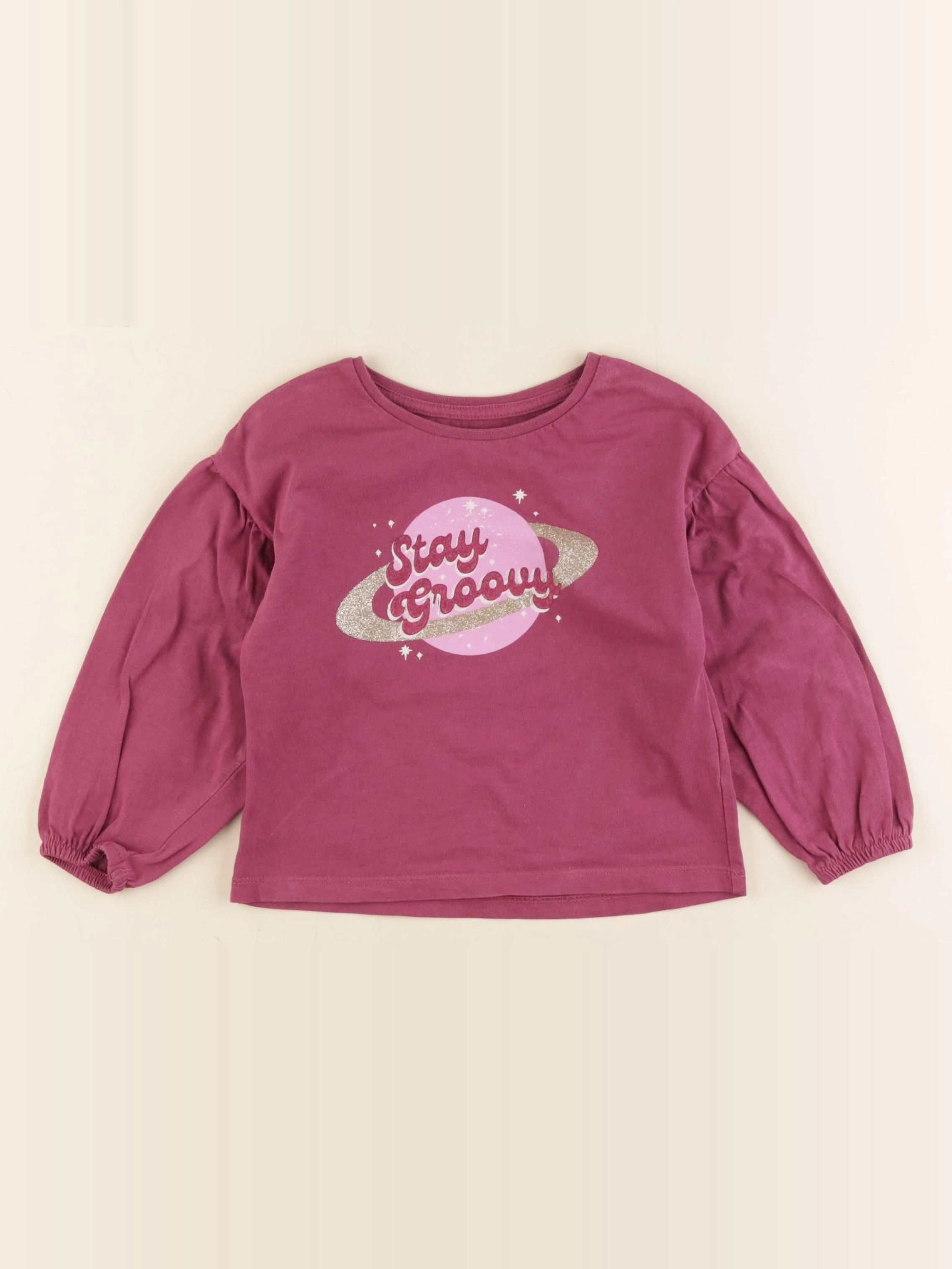 Vertbaudet - tee-shirt rose, or - 3 ans