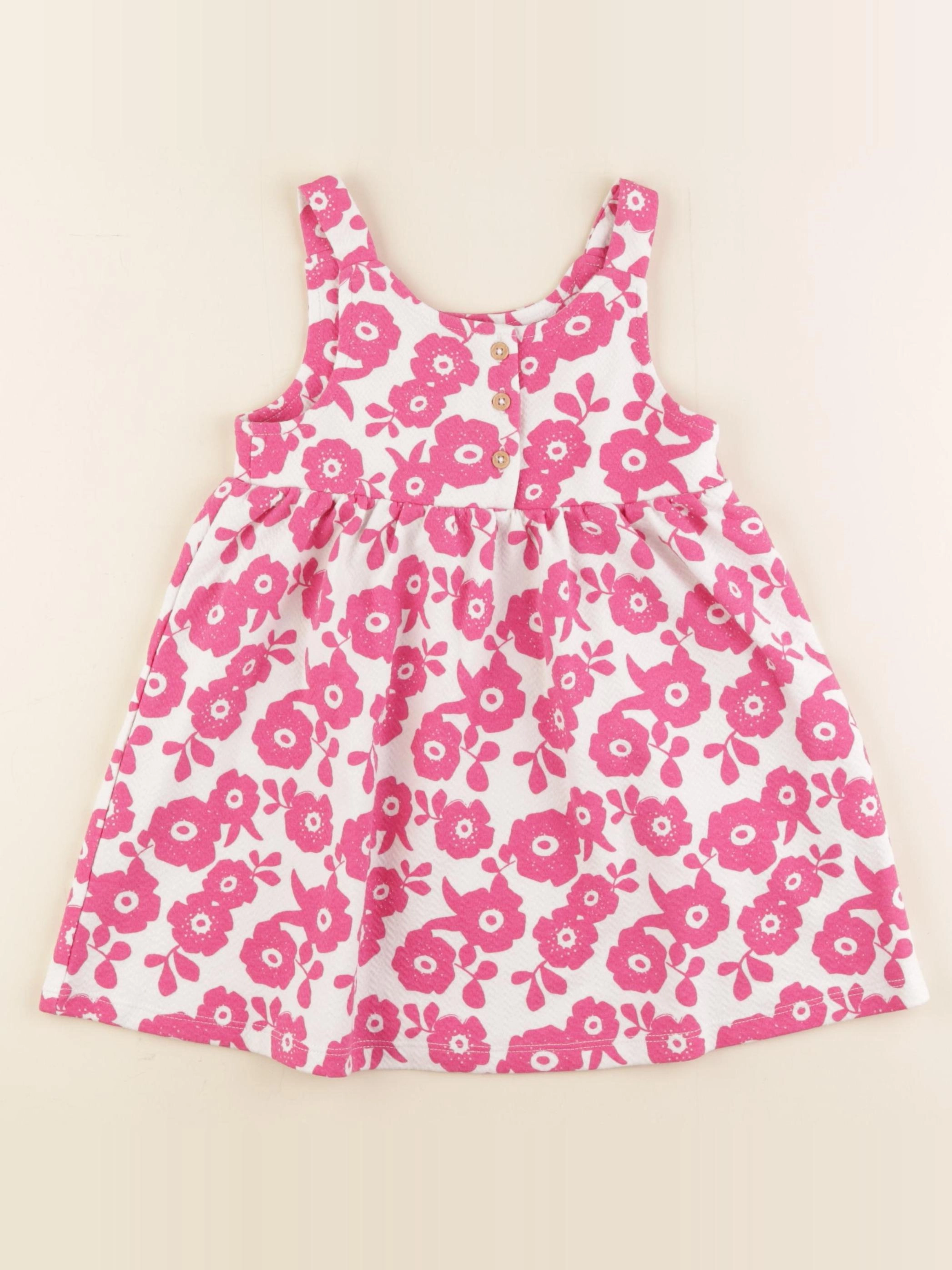 Vertbaudet - robe blanc, rose - 36 mois