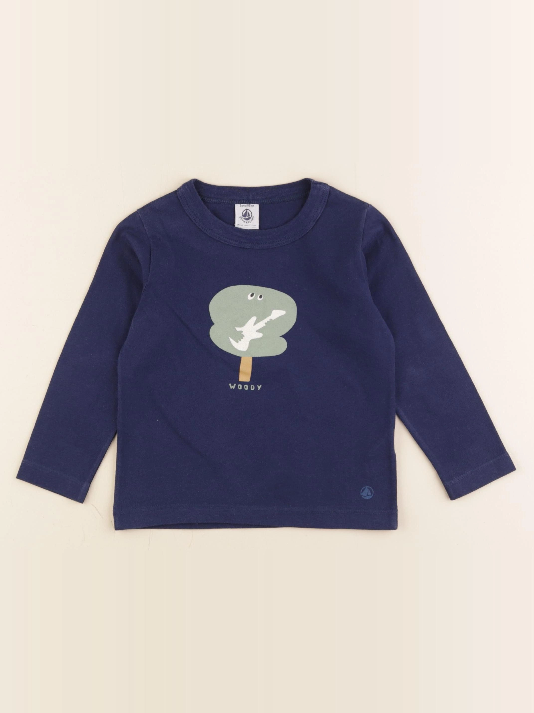 Petit Bateau - tee-shirt bleu - 3 ans