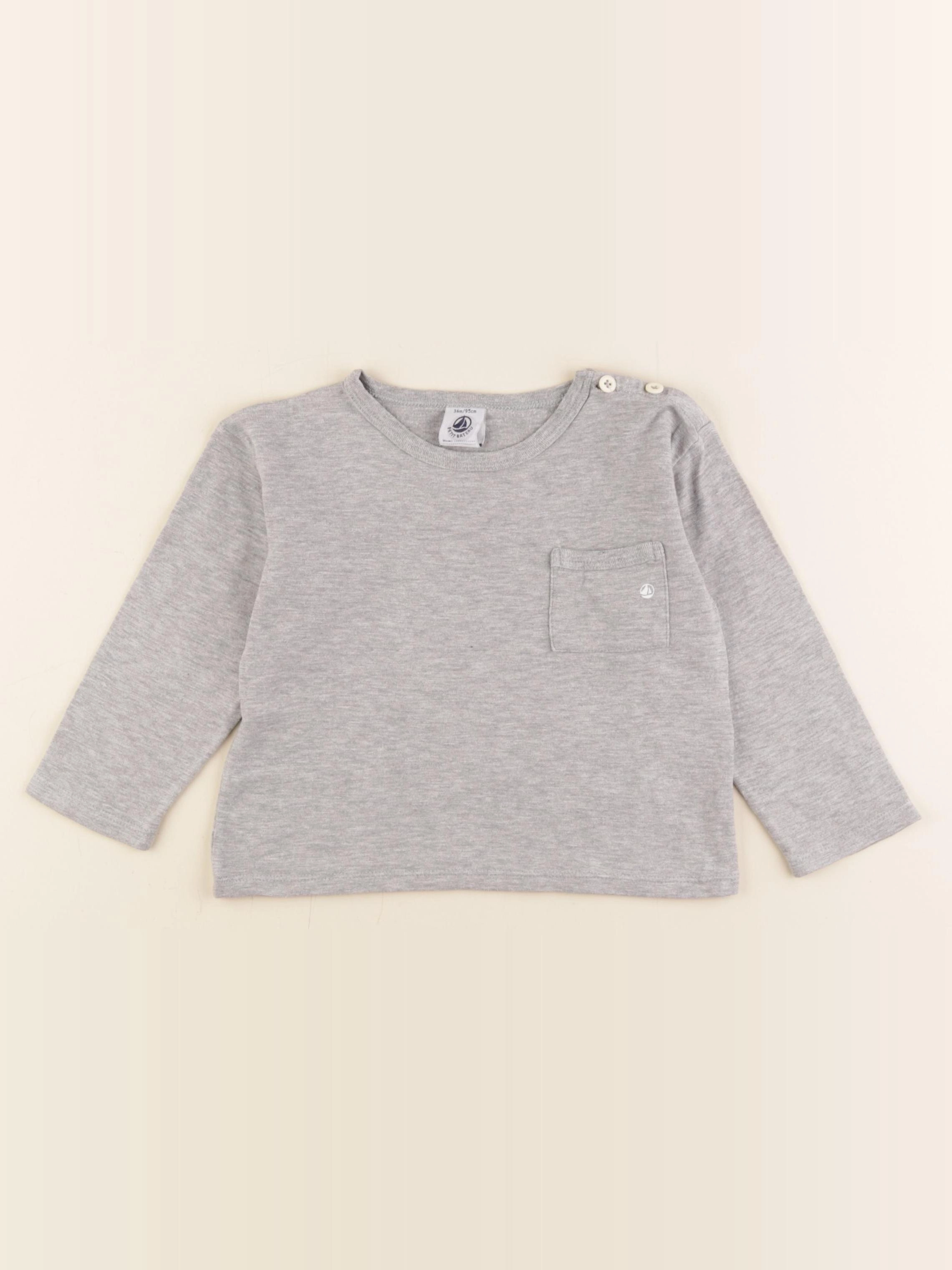 Petit Bateau - tee-shirt gris - 36 mois